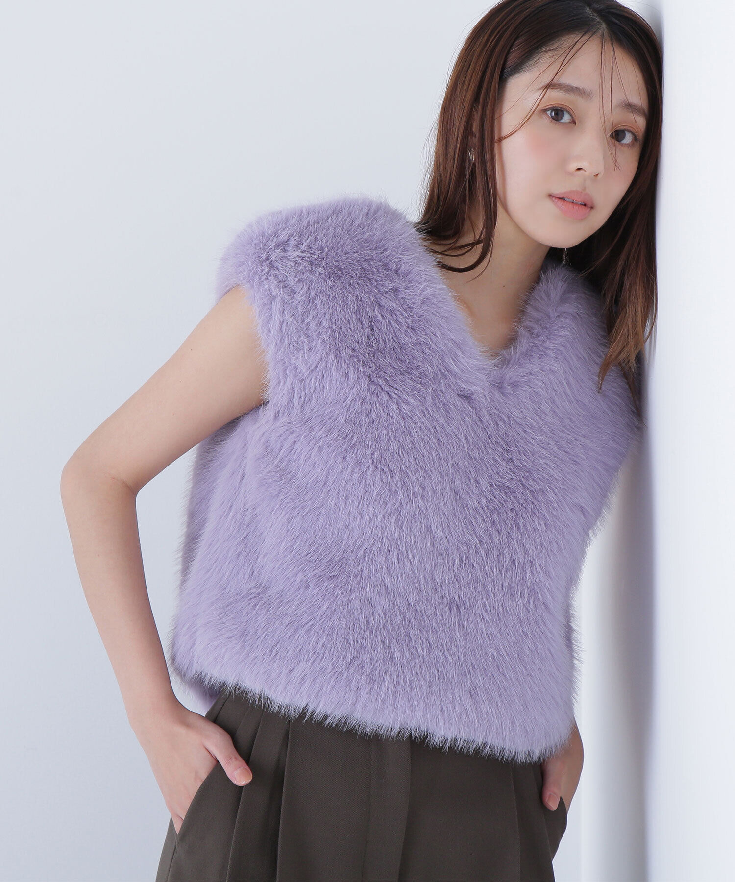  「フェイクファーショートベスト」|ブルゾン・スタジャン|