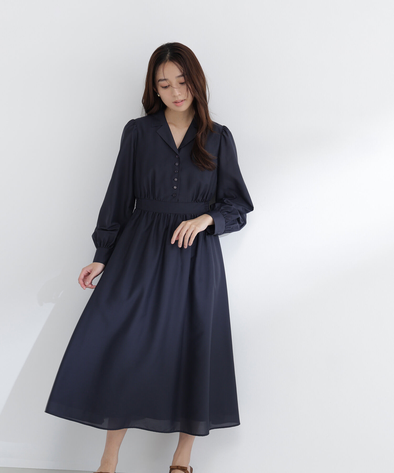  「フロントボタン開襟ワンピース」|ワンピース|