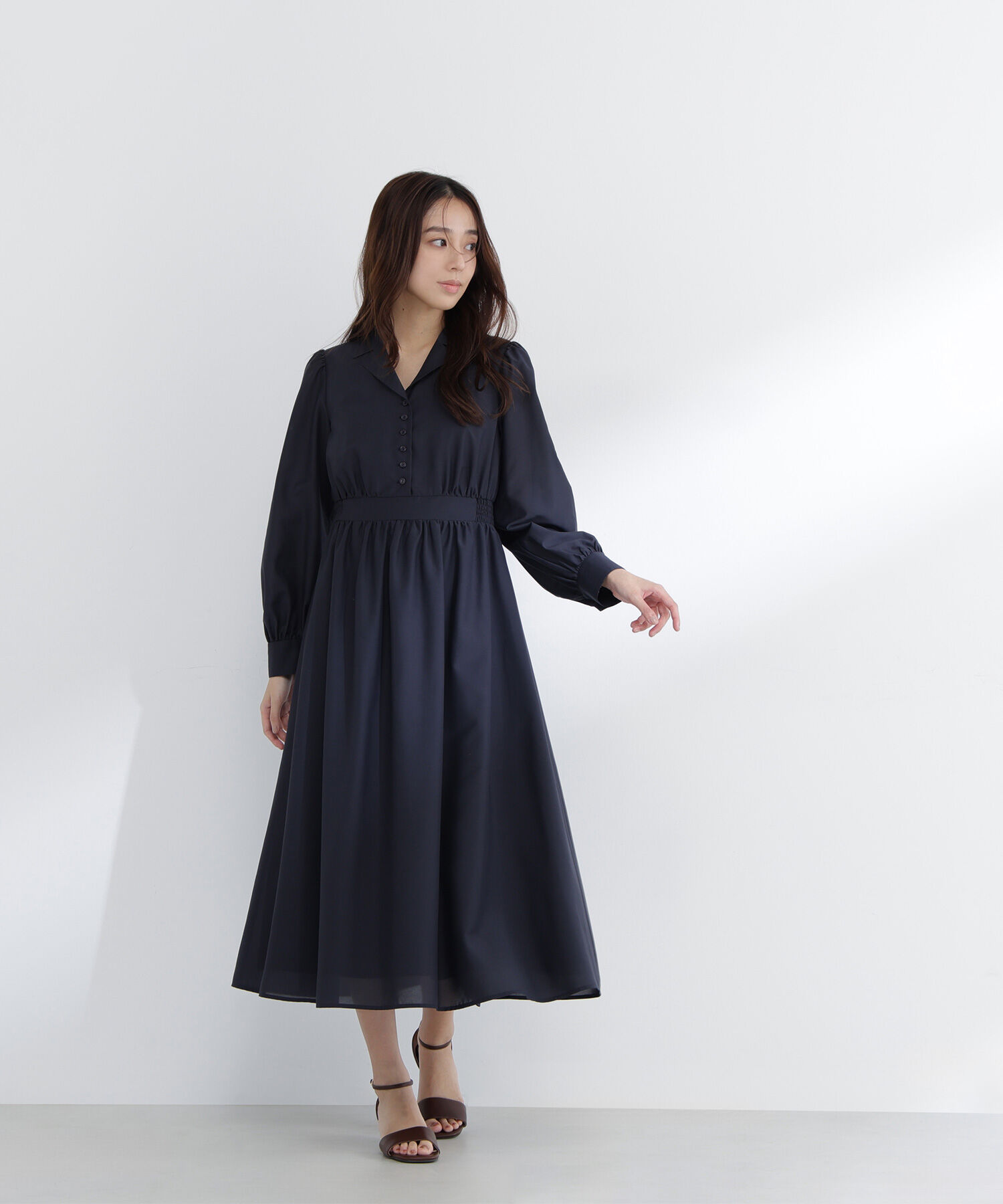  「フロントボタン開襟ワンピース」|ワンピース|