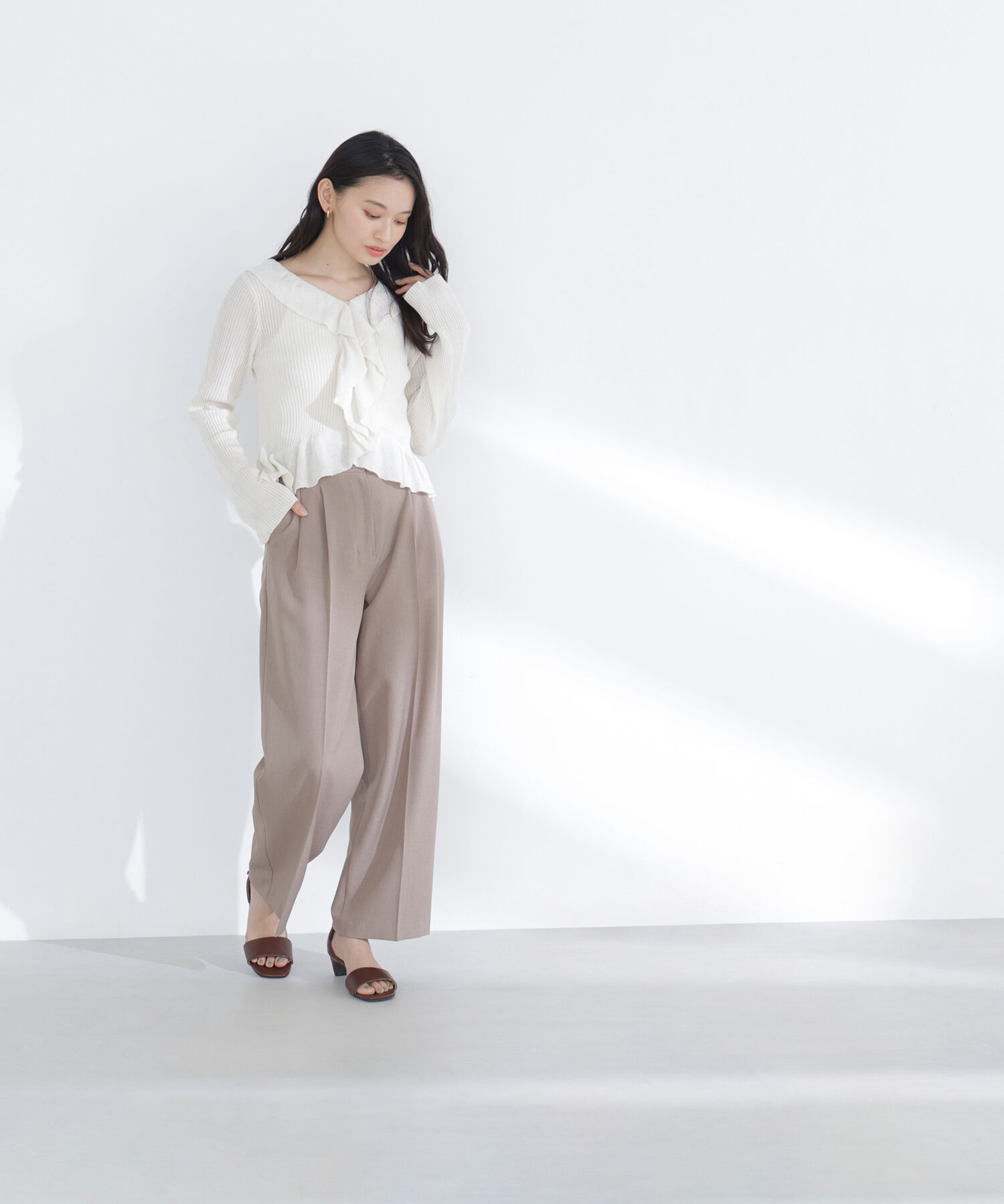  「フリルトリムカーディガン」|ニット・セーター|