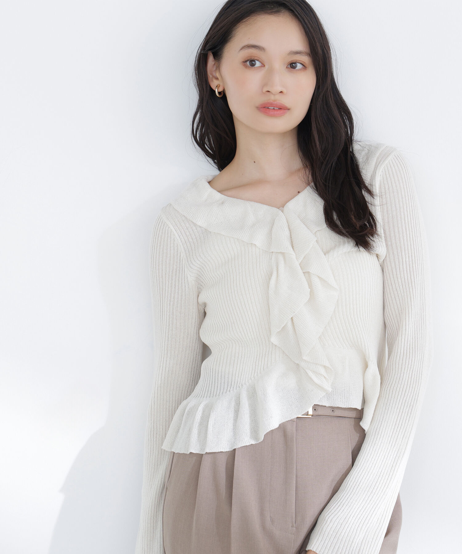  「フリルトリムカーディガン」|ニット・セーター|