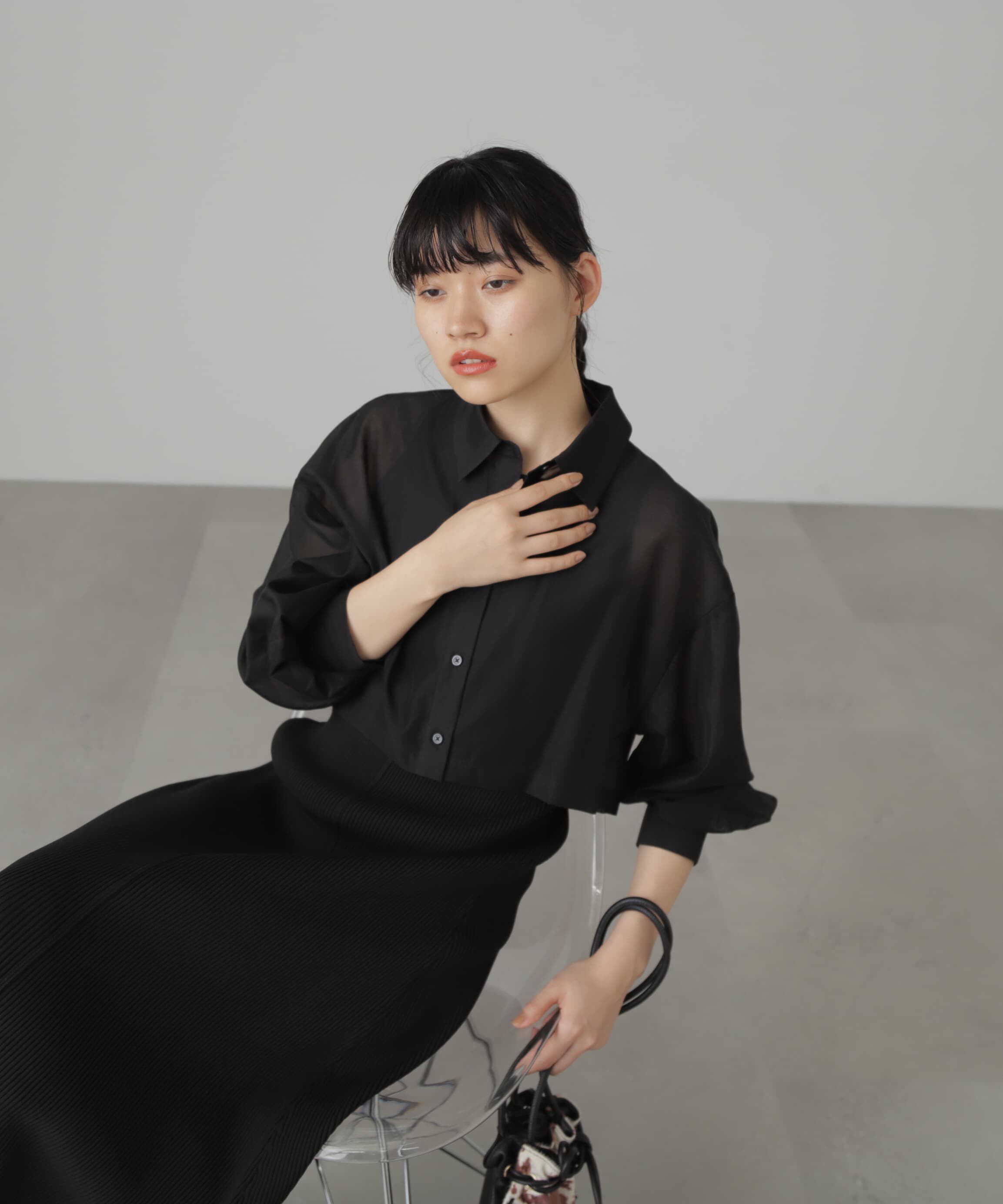  「シアーシャツ&times;ニットタンクワンピースセット」|ワンピース|