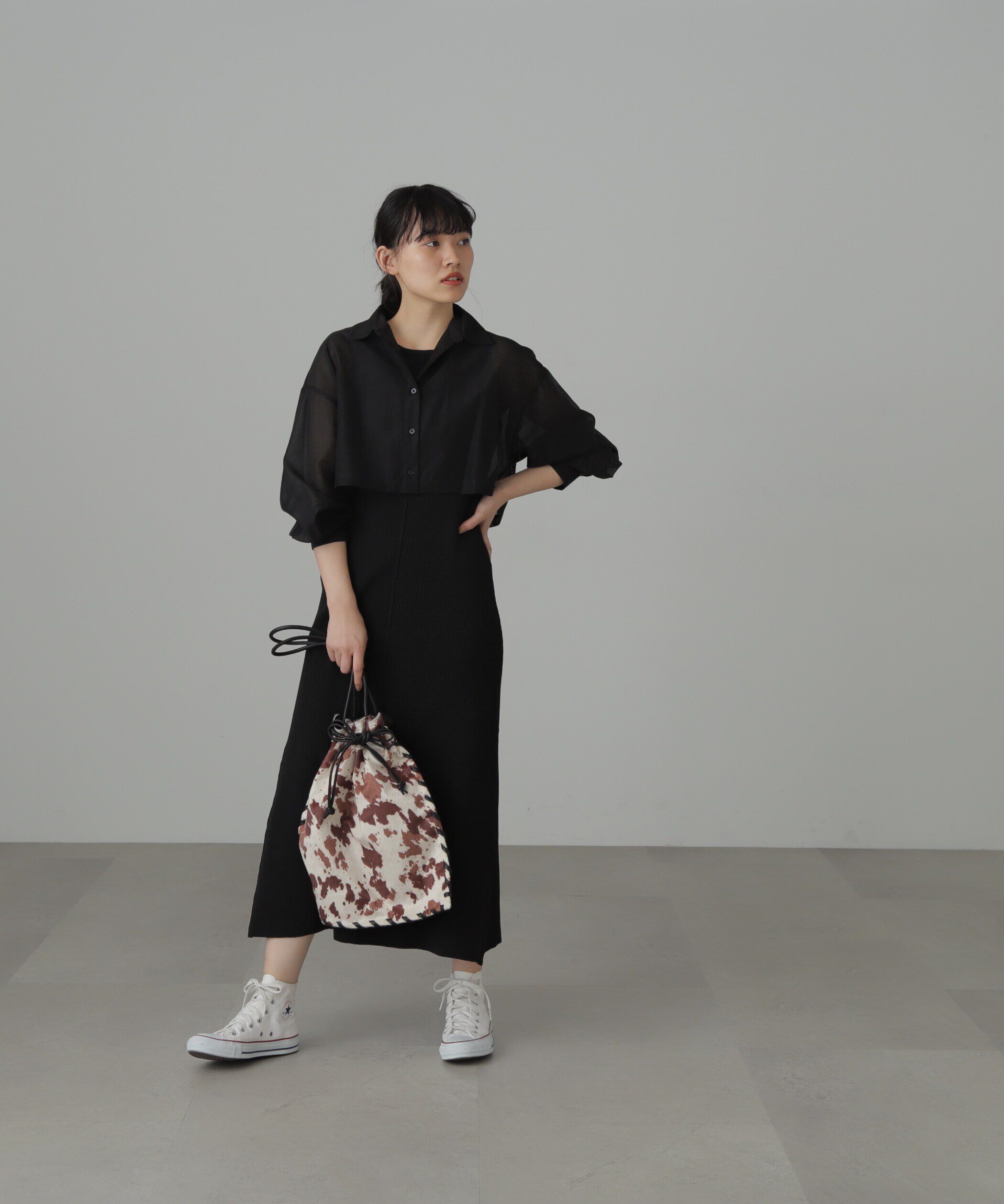  「シアーシャツ&times;ニットタンクワンピースセット」|ワンピース|