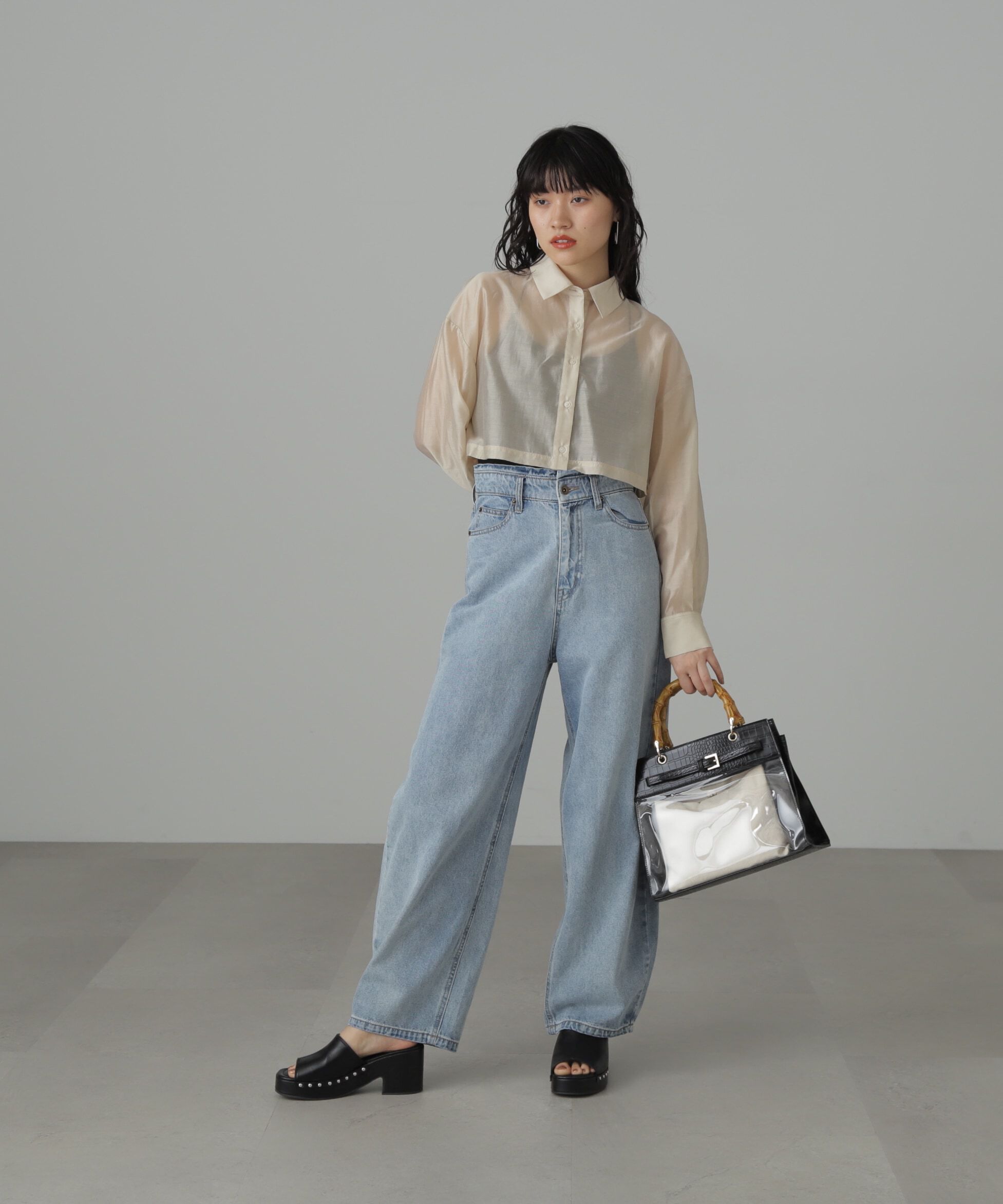  「シアーシャツ&times;ニットタンクワンピースセット」|ワンピース|