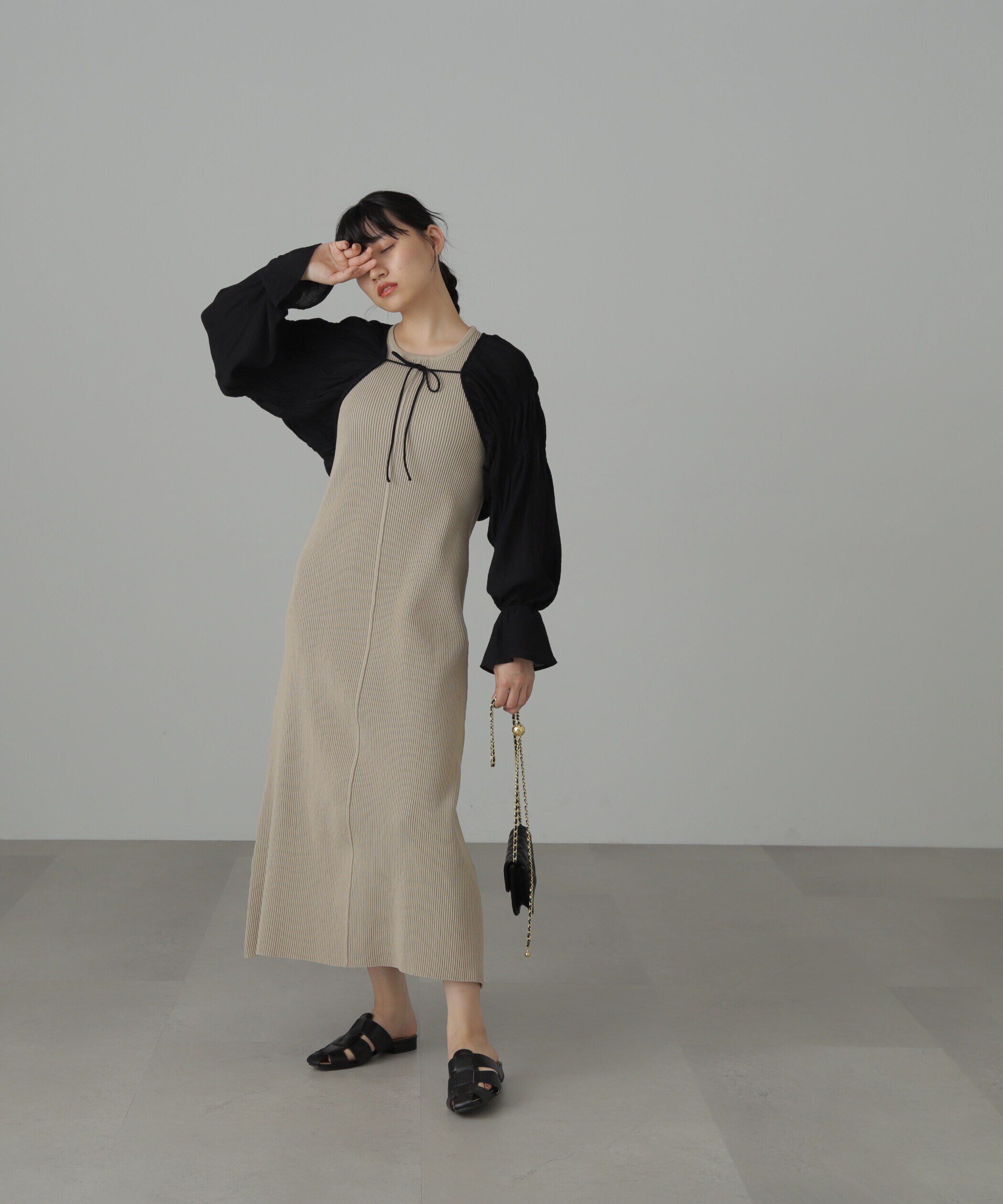  「シアーシャツ&times;ニットタンクワンピースセット」|ワンピース|