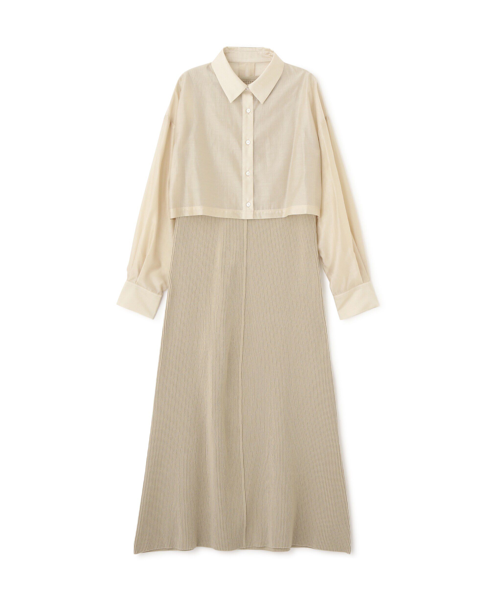  「シアーシャツ&times;ニットタンクワンピースセット」|ワンピース|