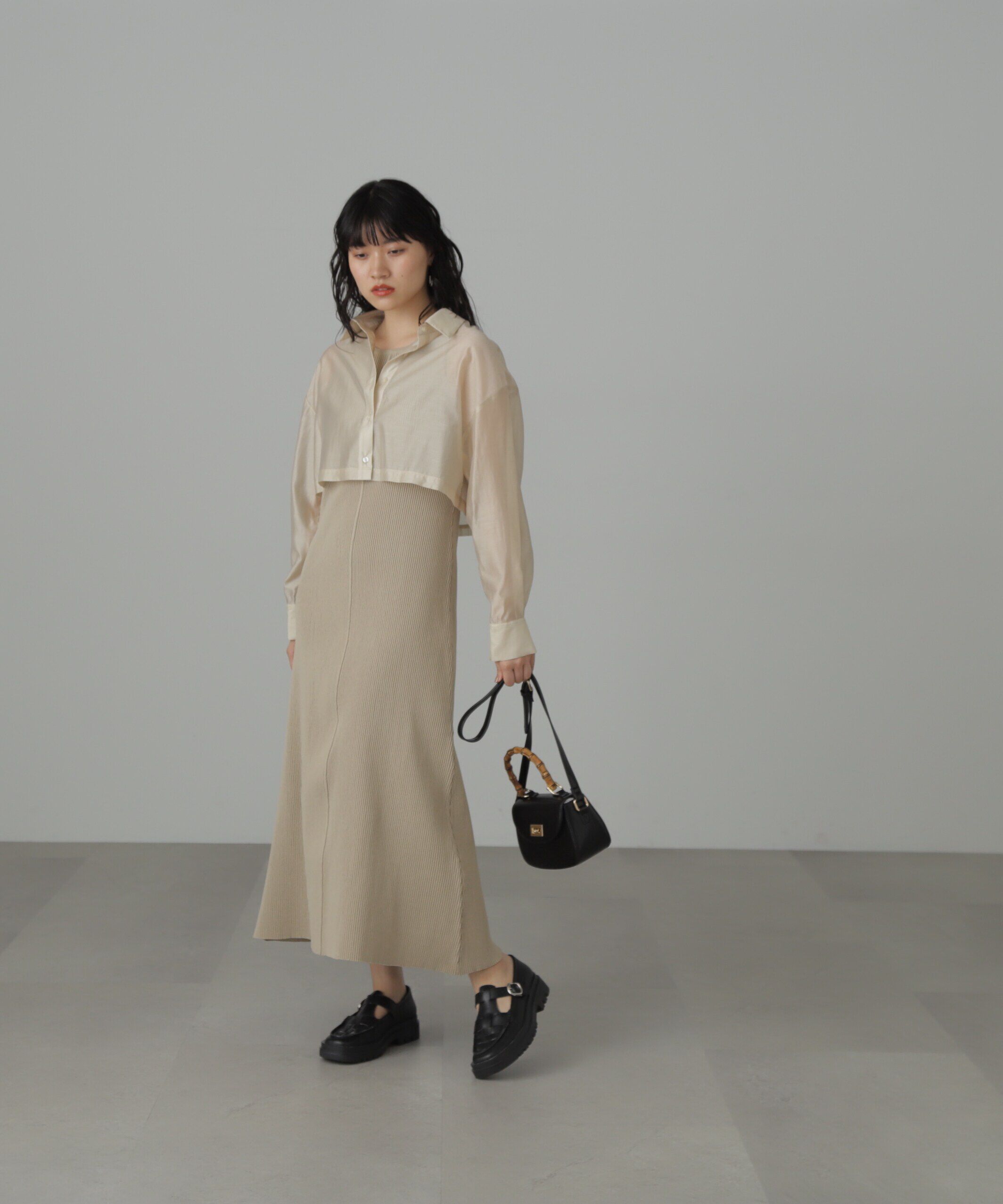  「シアーシャツ&times;ニットタンクワンピースセット」|ワンピース|