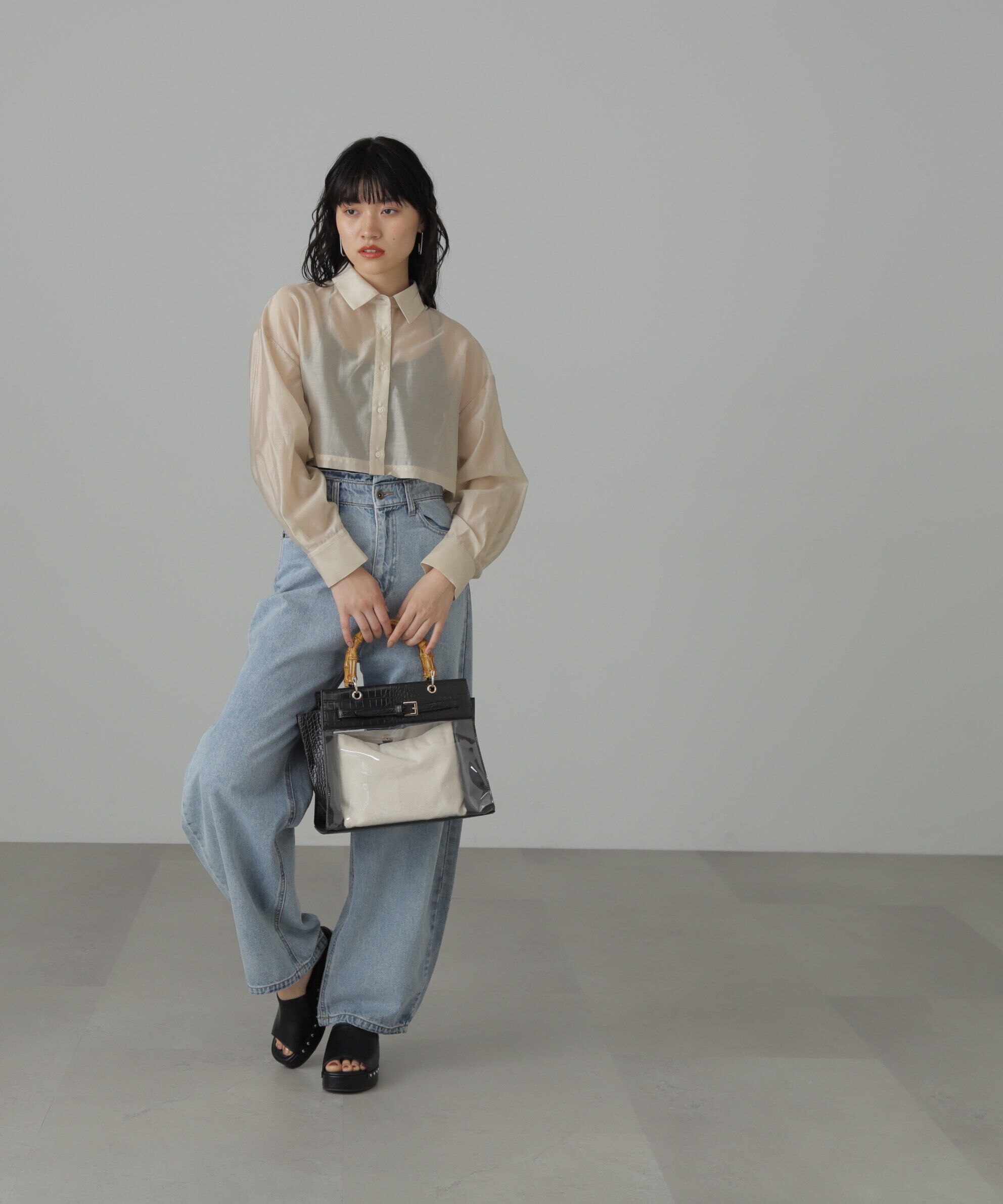  「シアーシャツ&times;ニットタンクワンピースセット」|ワンピース|