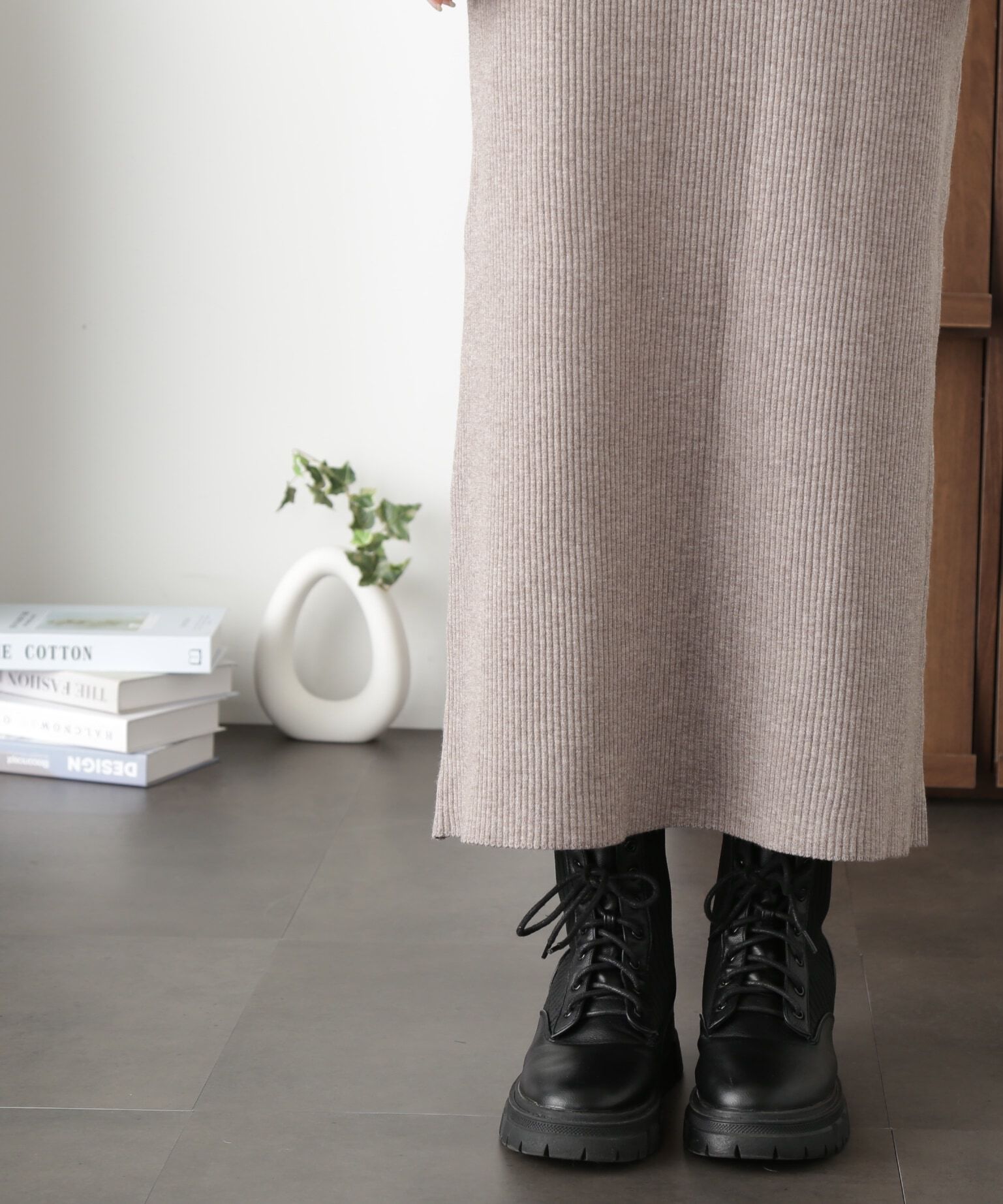  「パフスリーブリブニットワンピース」|ワンピース|