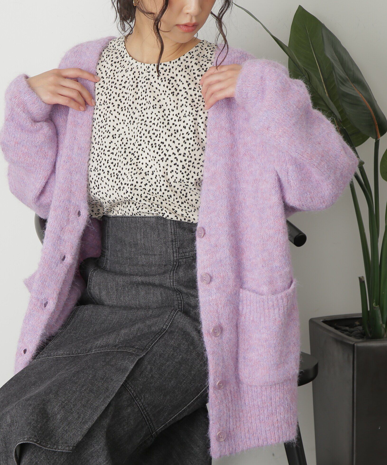  「ウール混リサイクルエコニットカーディガン」|ニット・セーター|