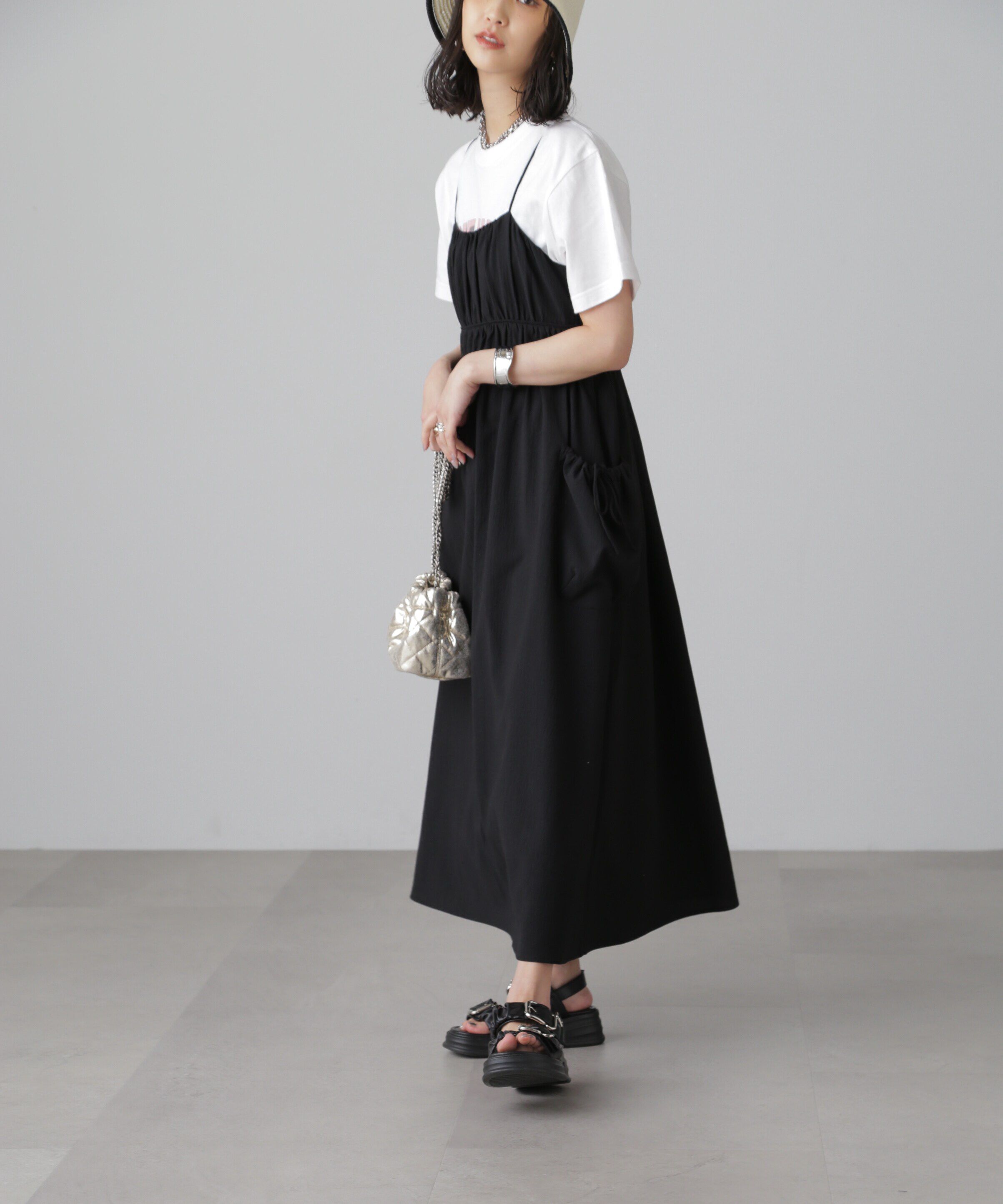  「サイドポケットキャミワンピース」|ワンピース|