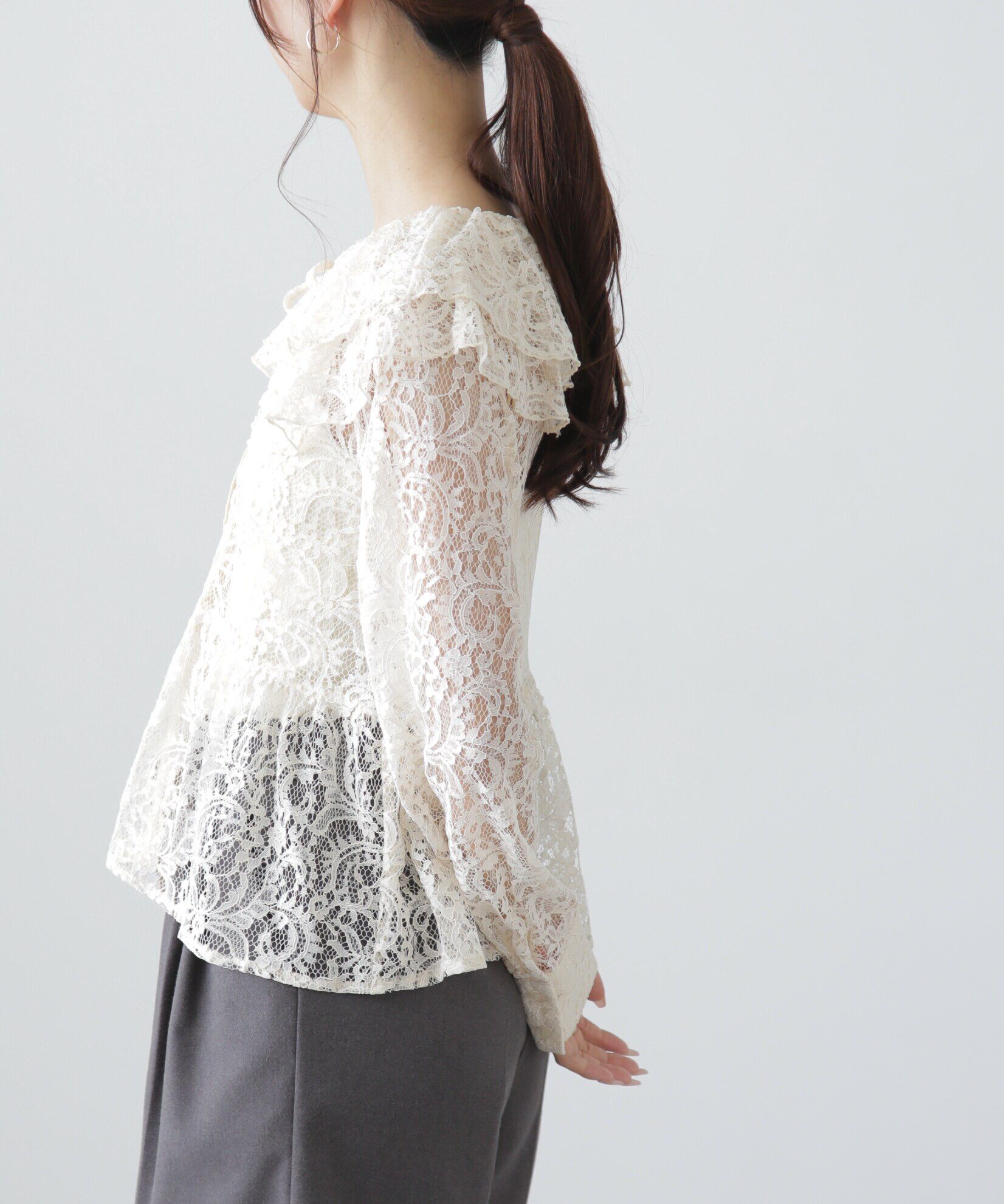  「フリル襟ペプラムシャツ」|シャツ・ブラウス|