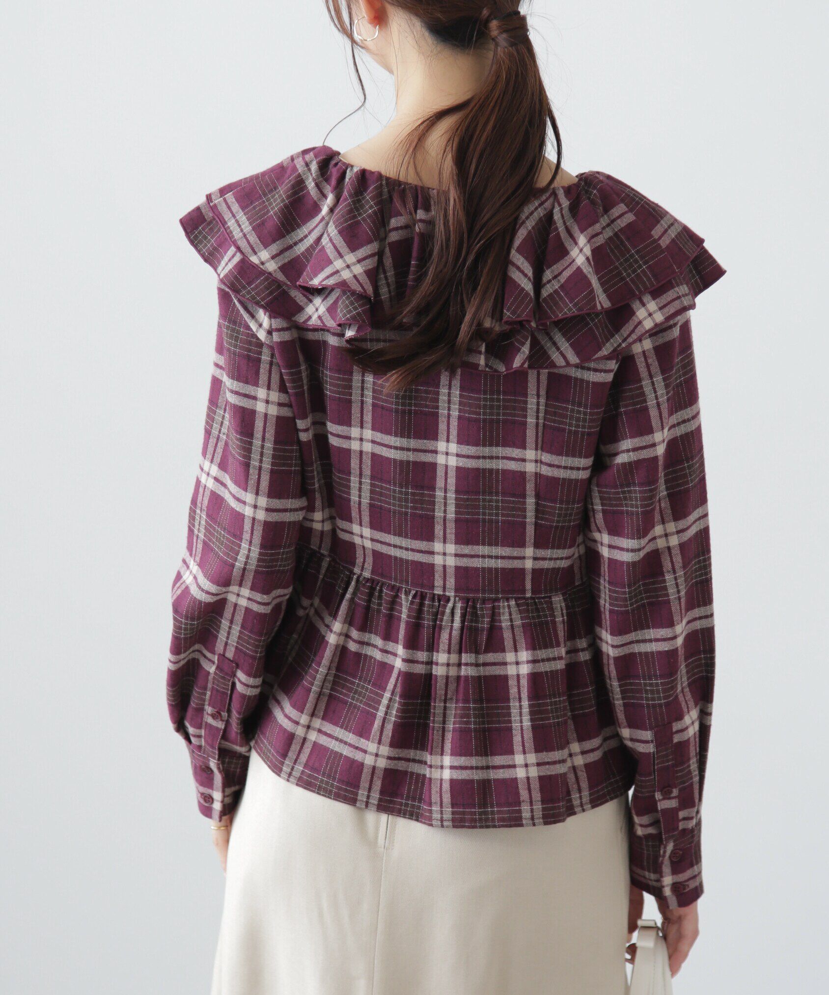  「フリル襟ペプラムシャツ」|シャツ・ブラウス|