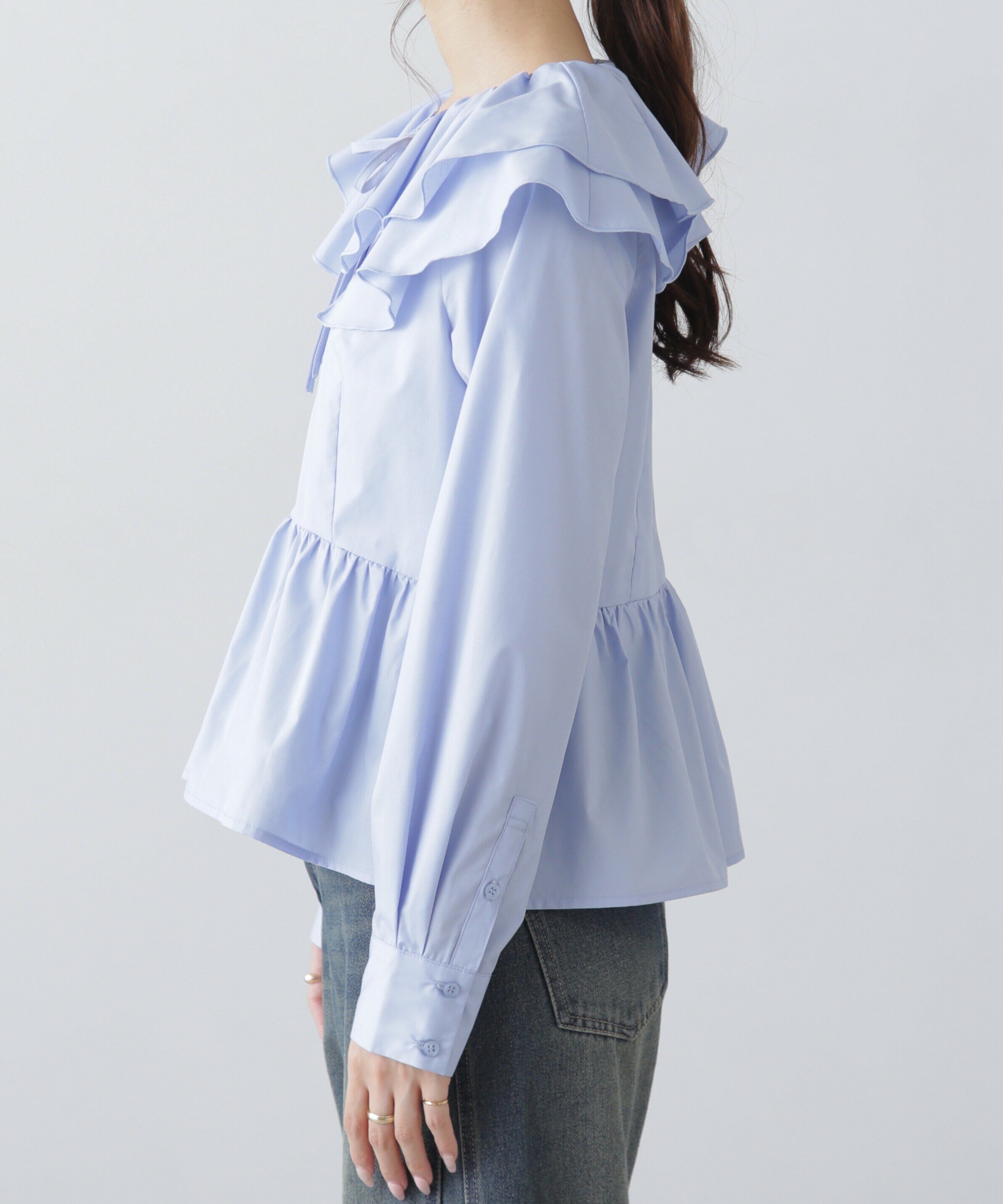  「フリル襟ペプラムシャツ」|シャツ・ブラウス|