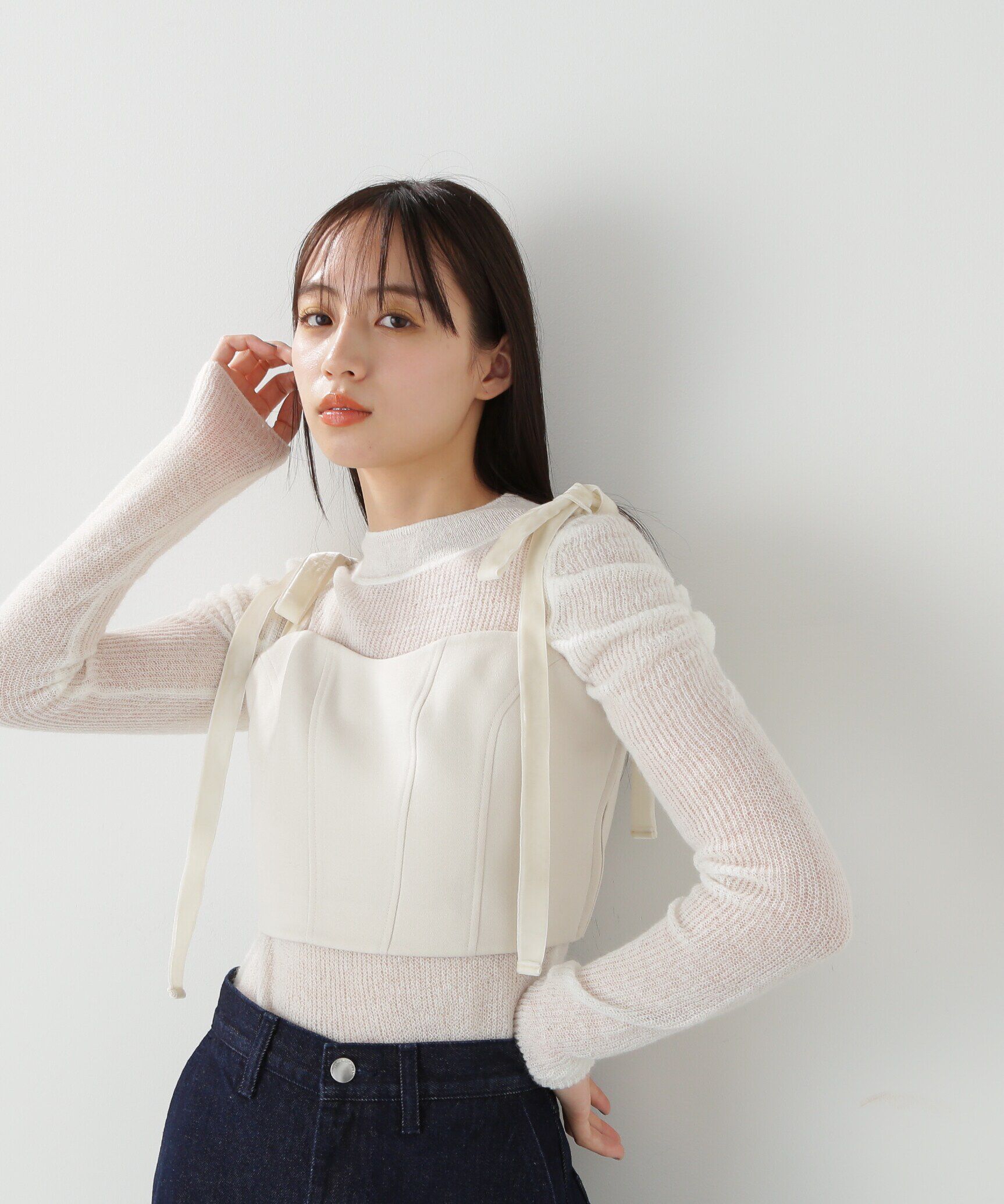  「モヘアコンヘアリーシアートップス」|ニット・セーター|ホワイト