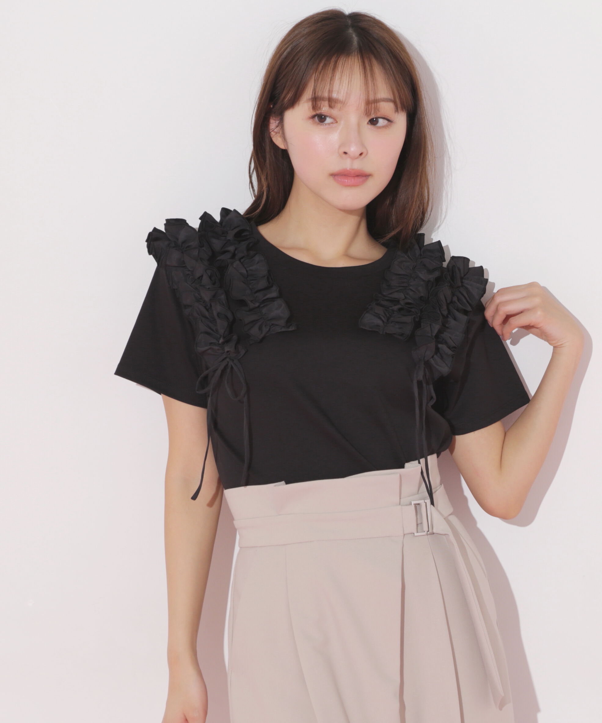  「ボリュームフリルTシャツ」|Tシャツ・カットソー|
