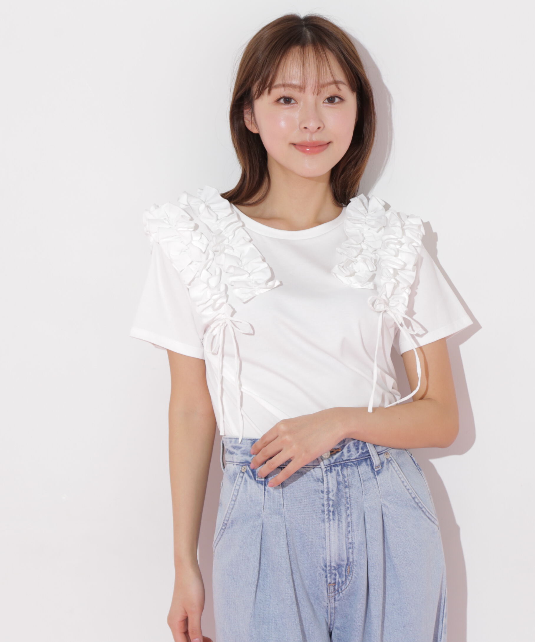  「ボリュームフリルTシャツ」|Tシャツ・カットソー|
