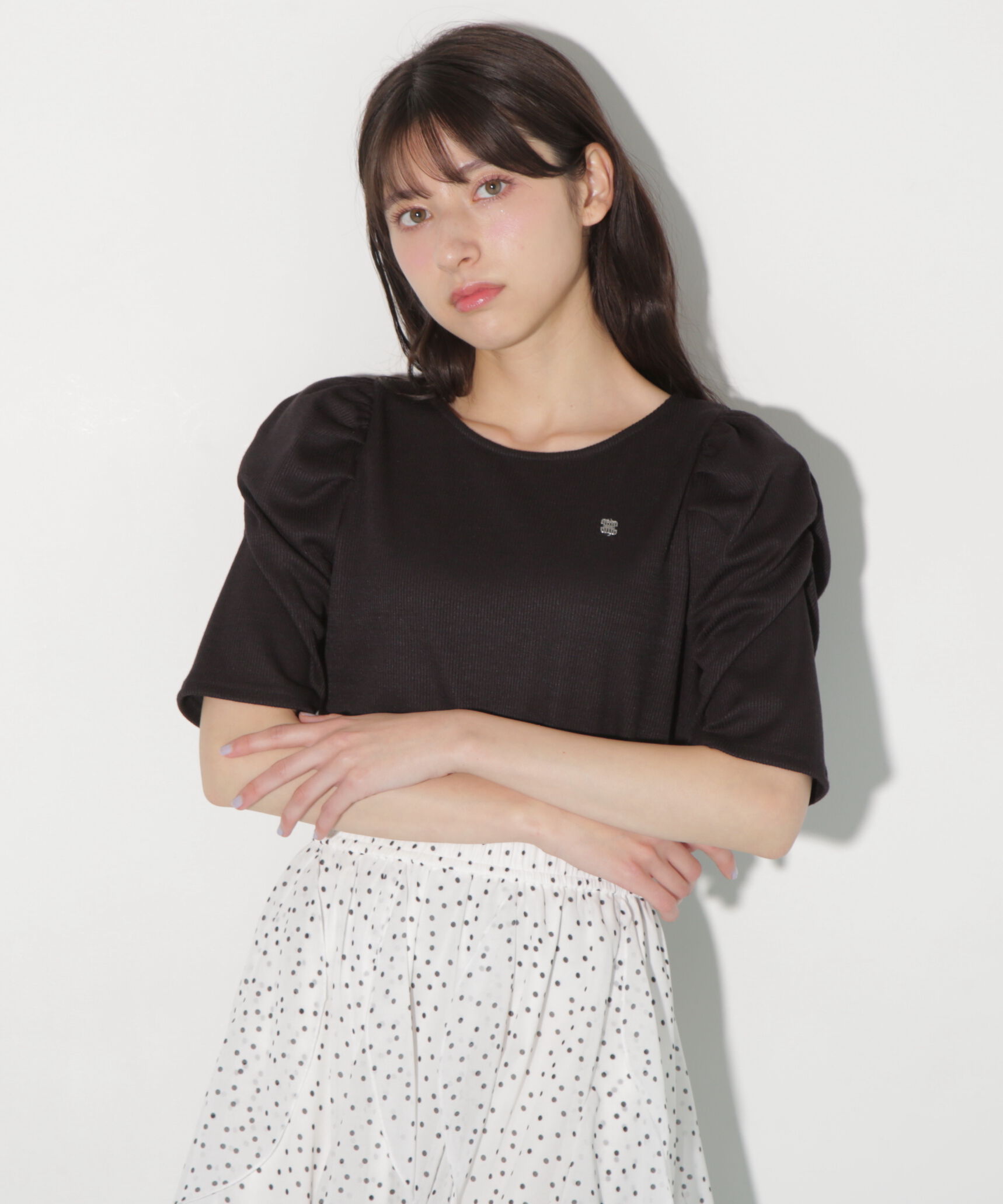  「プレート付きパワショルカットソー」|Tシャツ・カットソー|ブラック