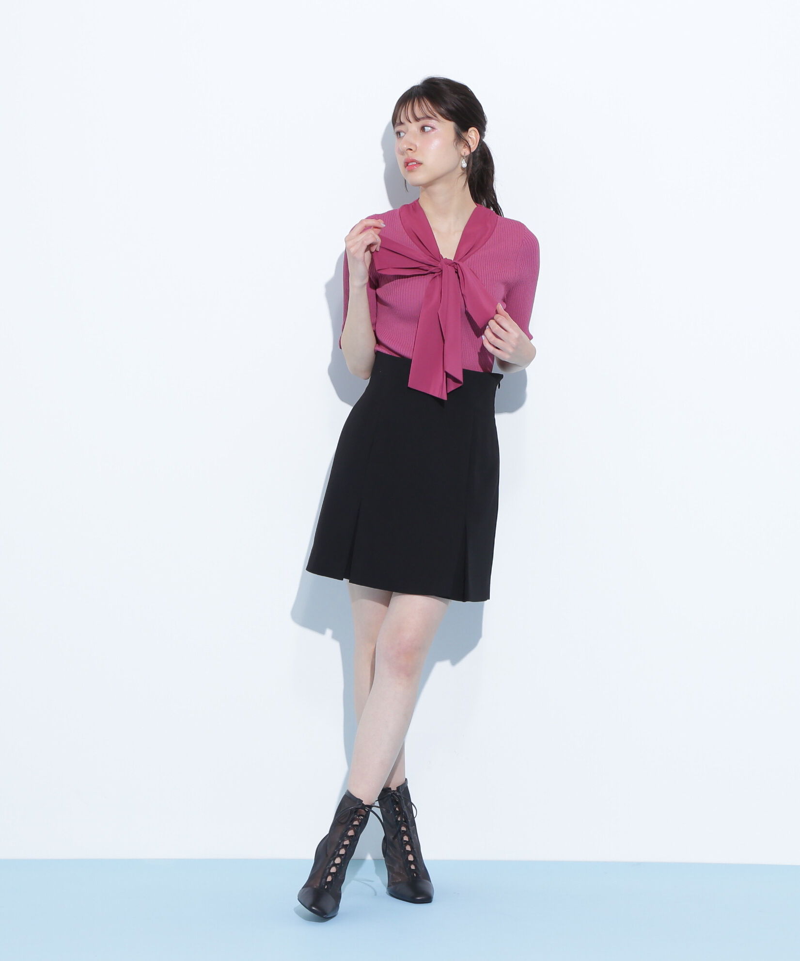  「ボウタイリブニット」|ニット・セーター|