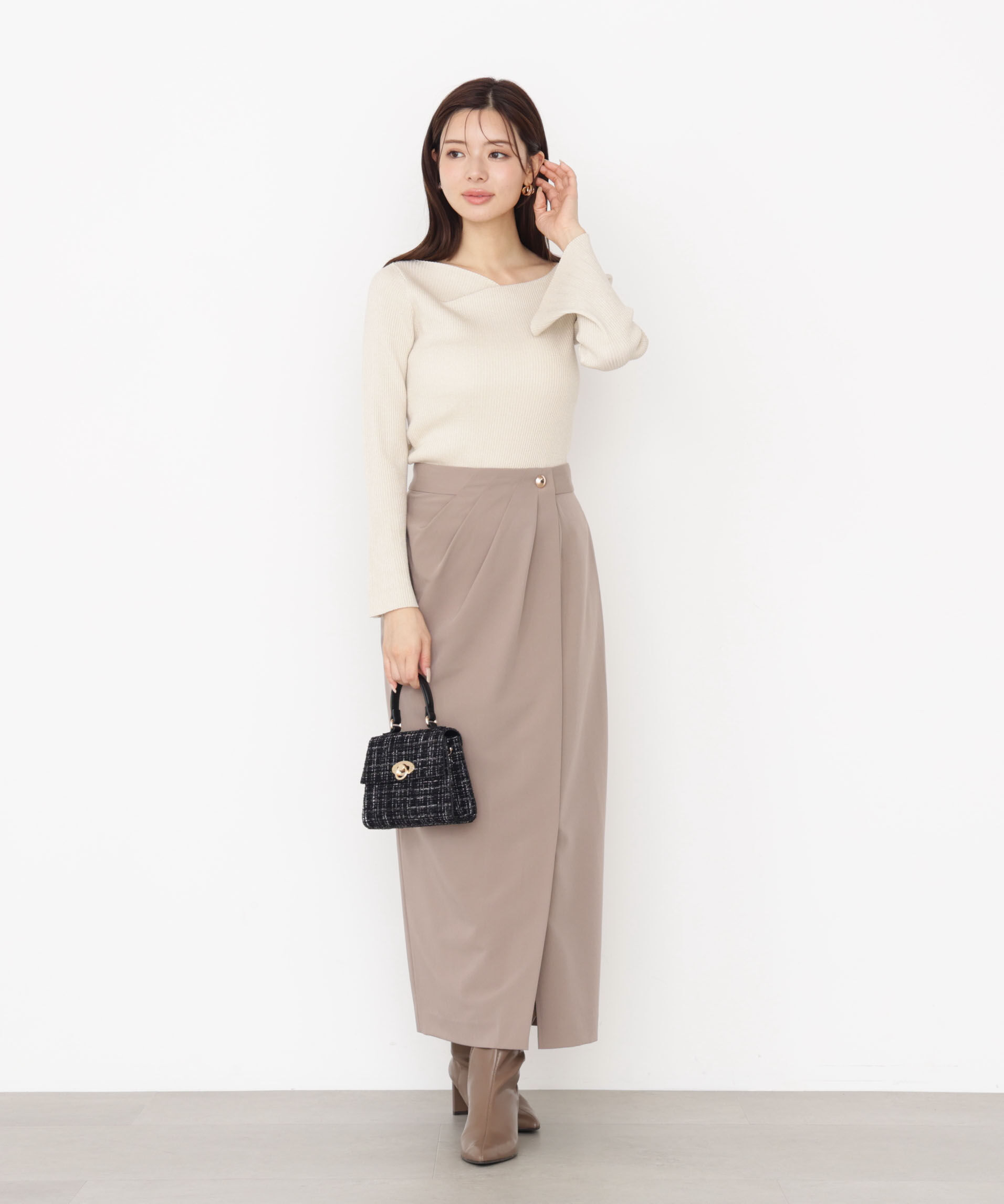 PROPORTION BODY DRESSING「＜ハンドウォッシャブル＞ニュアンスネックラメリブニット 25AW」|ニット・セーター|