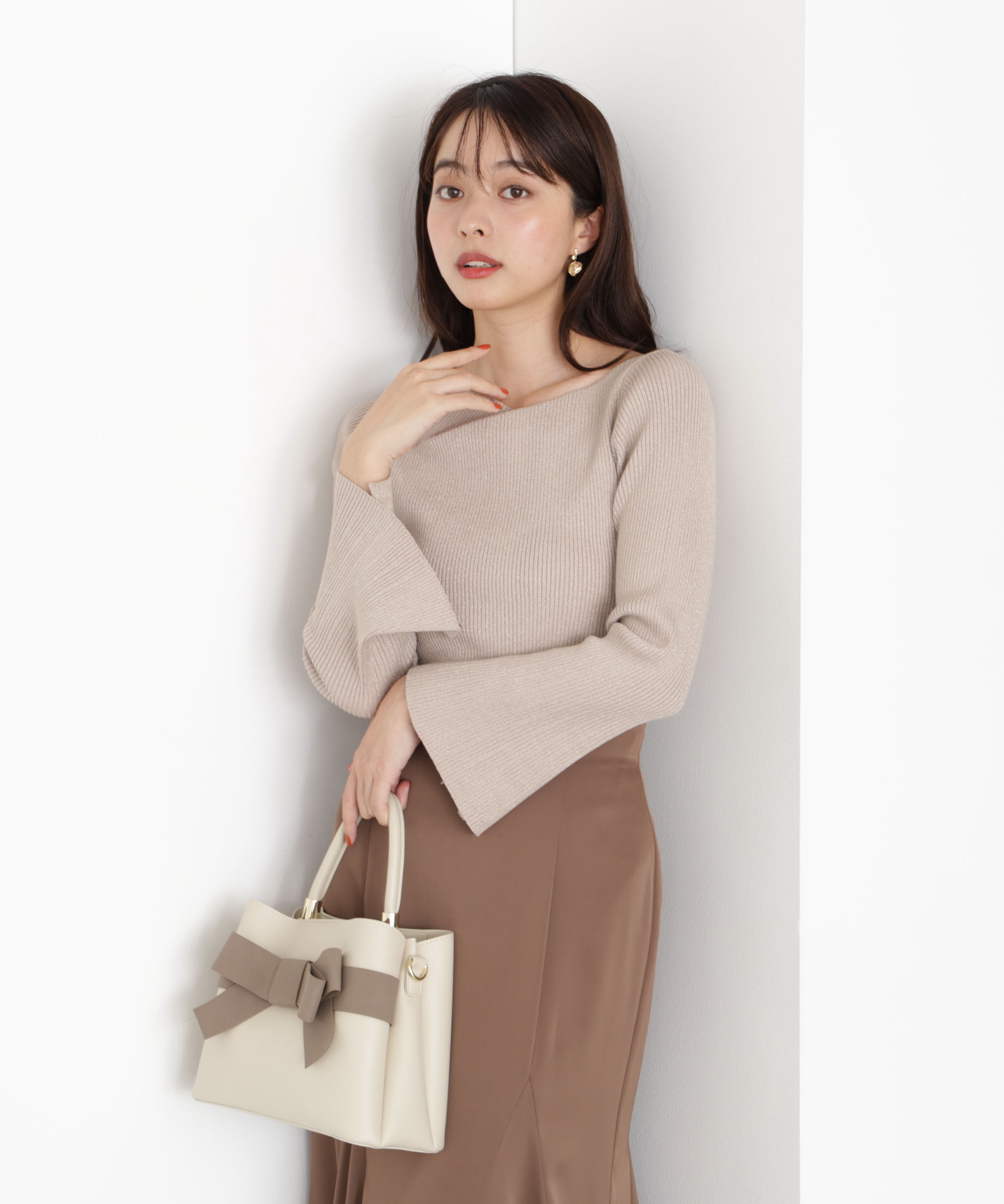 PROPORTION BODY DRESSING「＜ハンドウォッシャブル＞ニュアンスネックラメリブニット 25AW」|ニット・セーター|