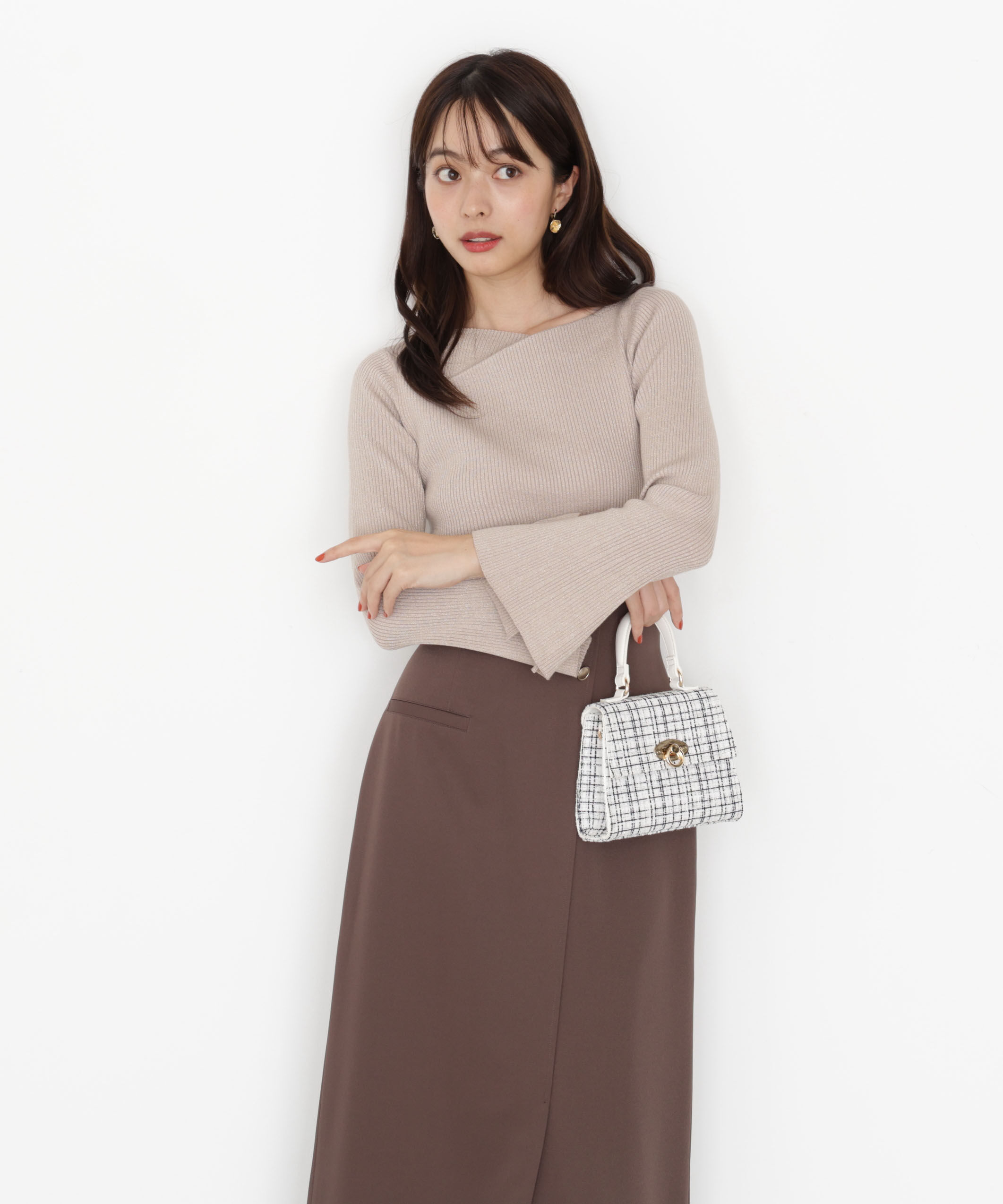 PROPORTION BODY DRESSING「＜ハンドウォッシャブル＞ニュアンスネックラメリブニット 25AW」|ニット・セーター|