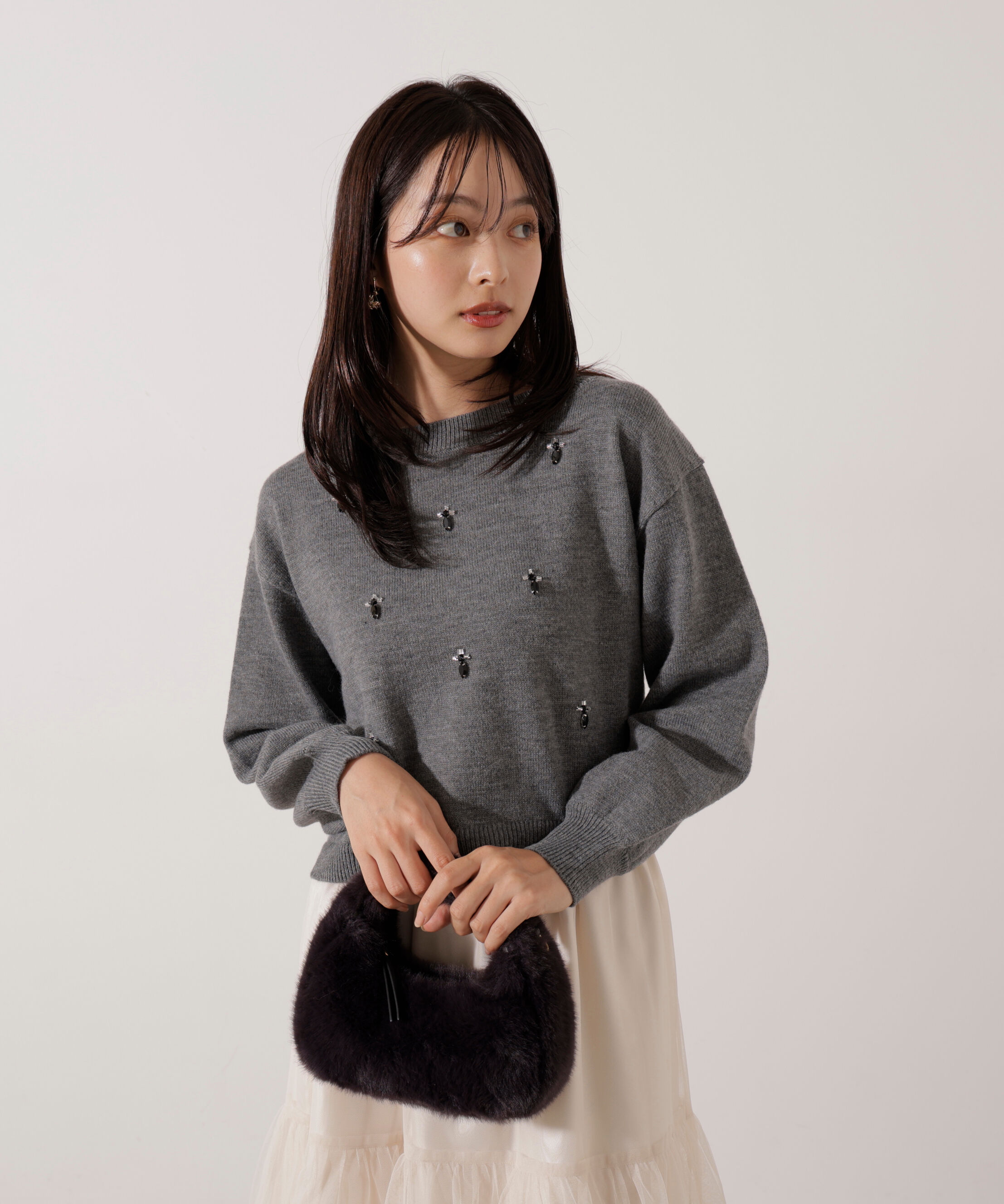 PROPORTION BODY DRESSING「ビジュー付きボックスニット」|ニット・セーター|