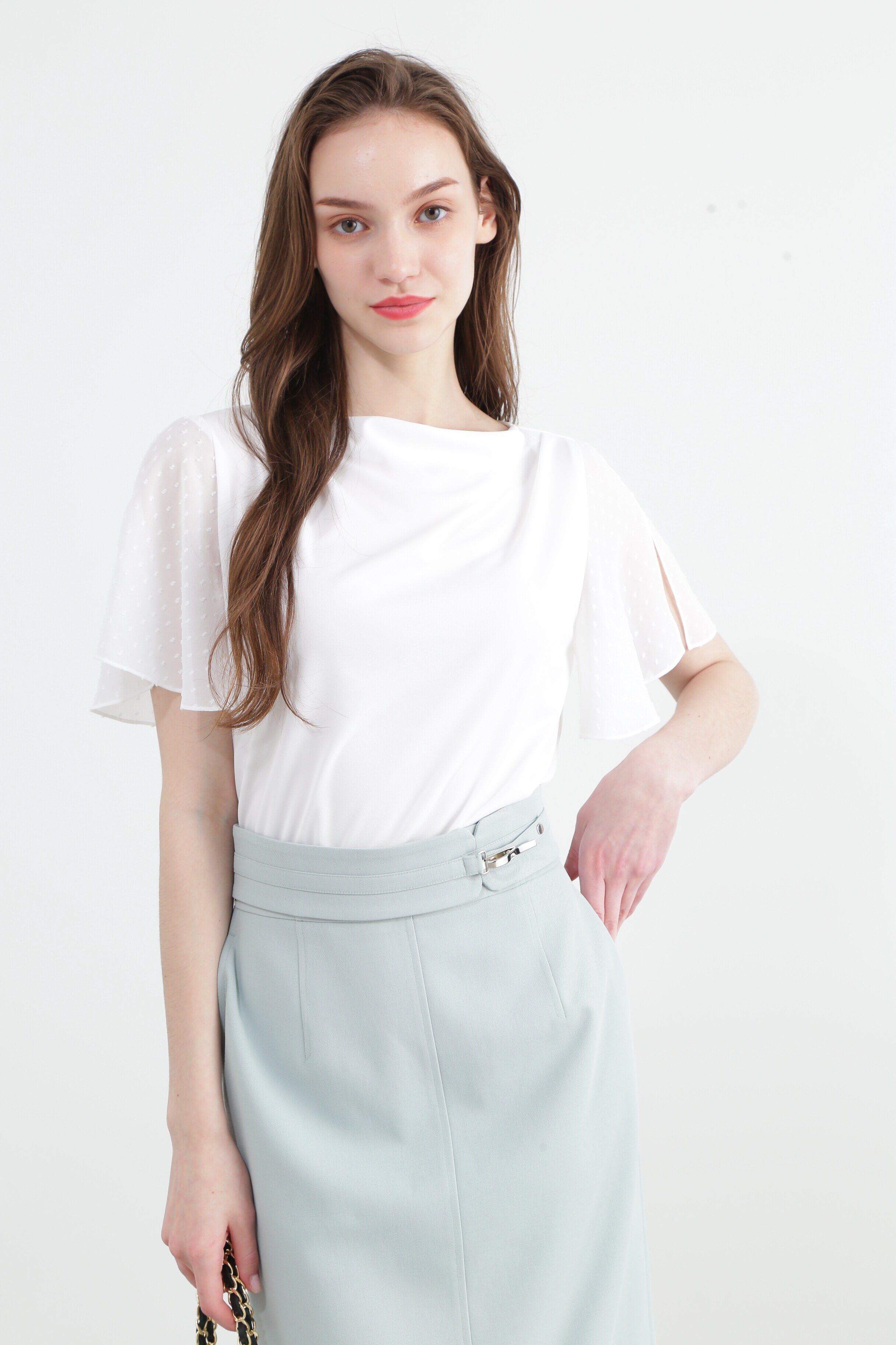  「◆スリットスリーブコンビカットソー」|Tシャツ・カットソー|