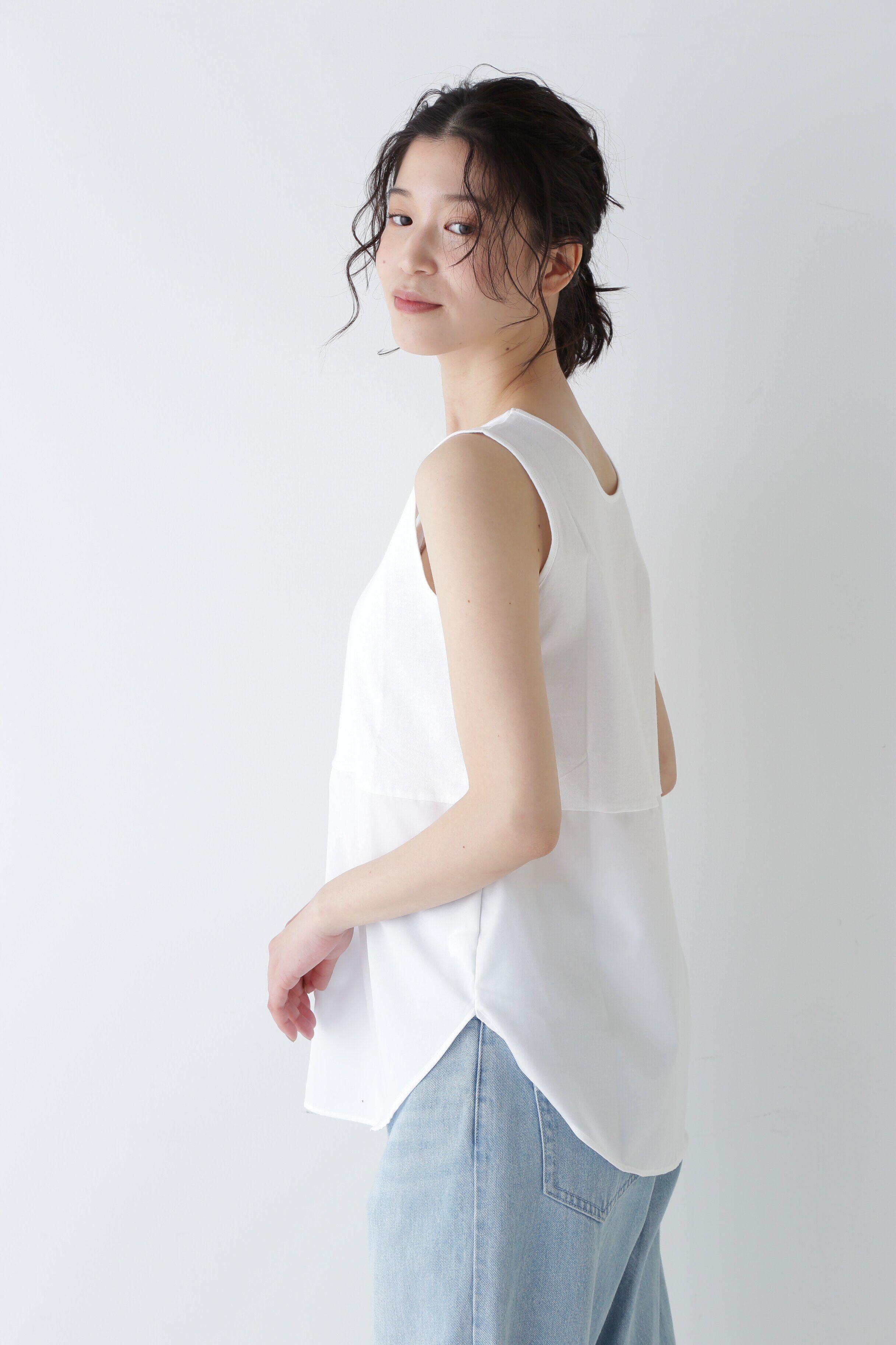  「布帛ドッキングタンクトップ」|Tシャツ・カットソー|