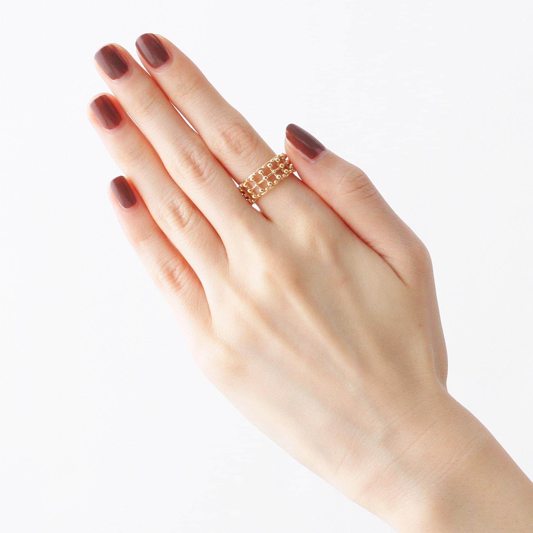 COCOSHNIK「K10丸玉レース リング」|リング|