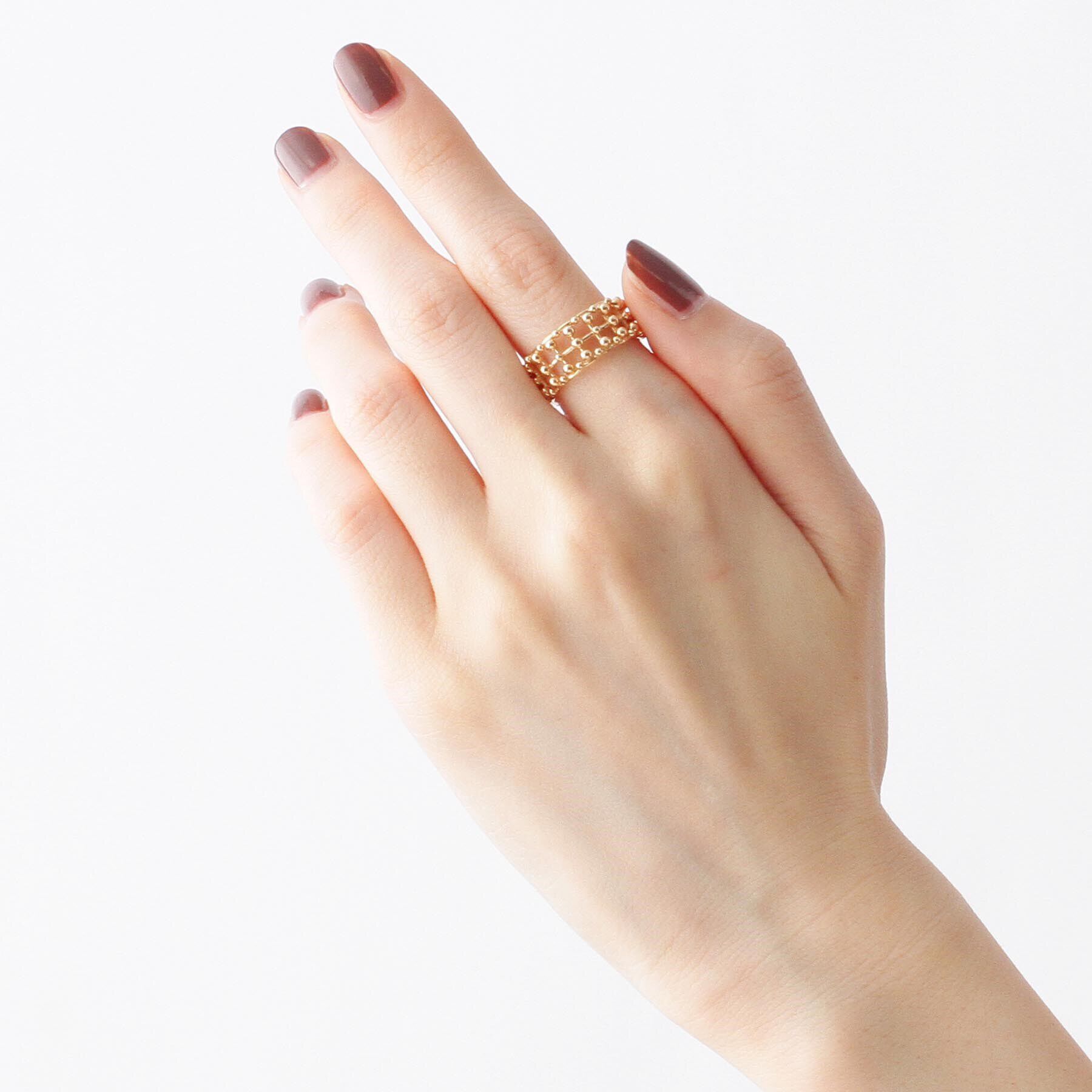 COCOSHNIK「K10丸玉レース リング」|リング|