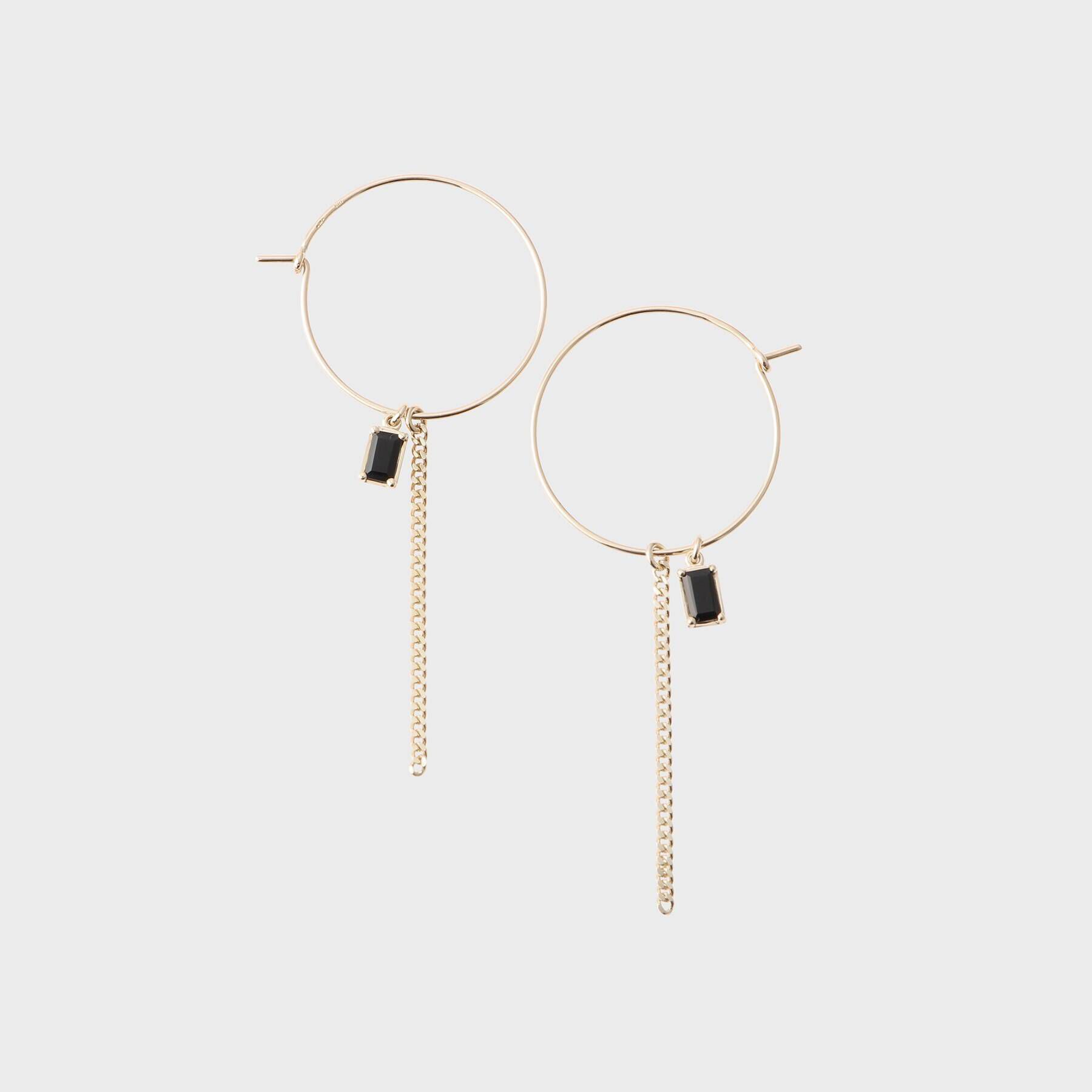 COCOSHNIK「K10カラーストーン（オニキス）フープピアス」|ピアス|