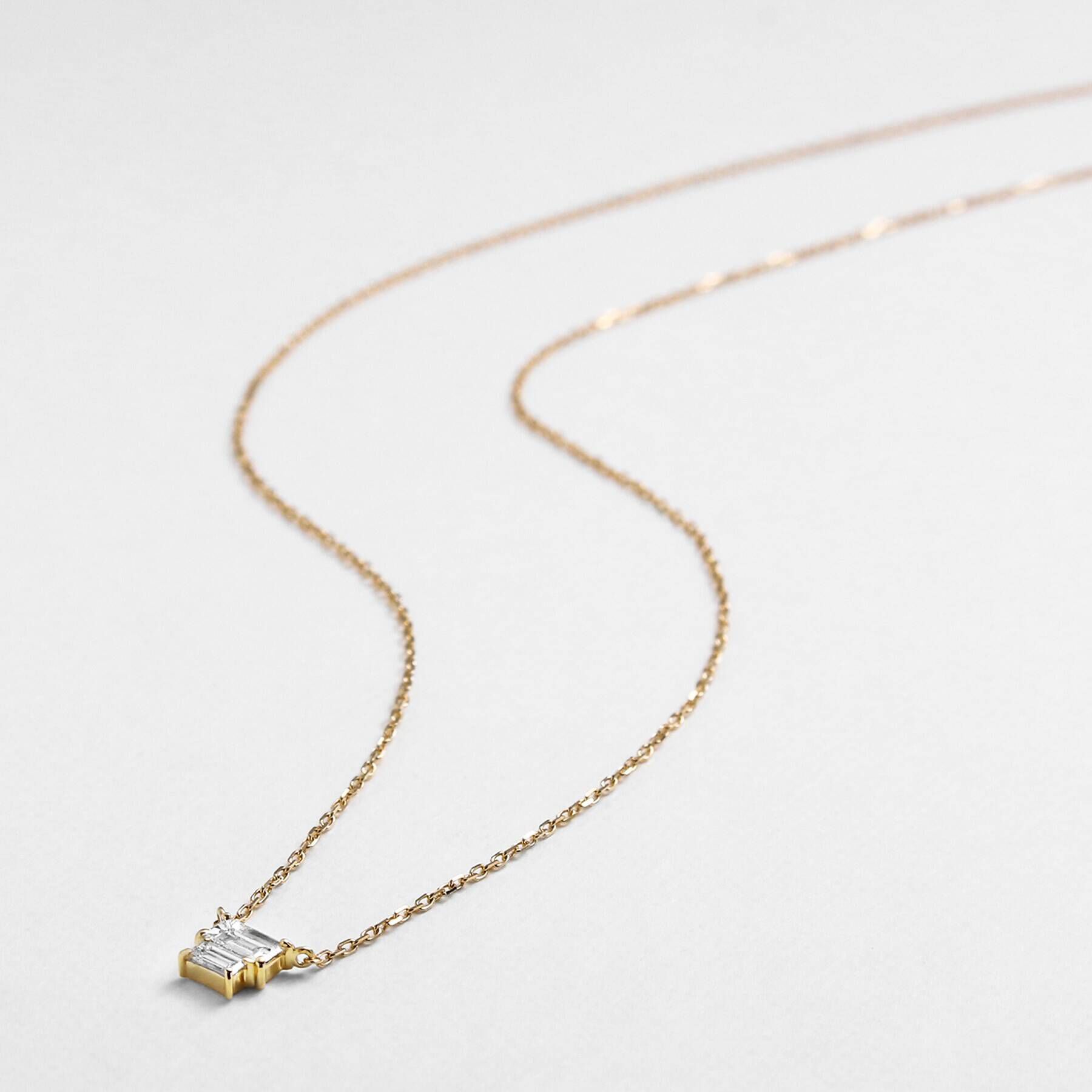 COCOSHNIK「K18ダイヤモンド バゲットカットコンビネーション ネックレス」|ネックレス|