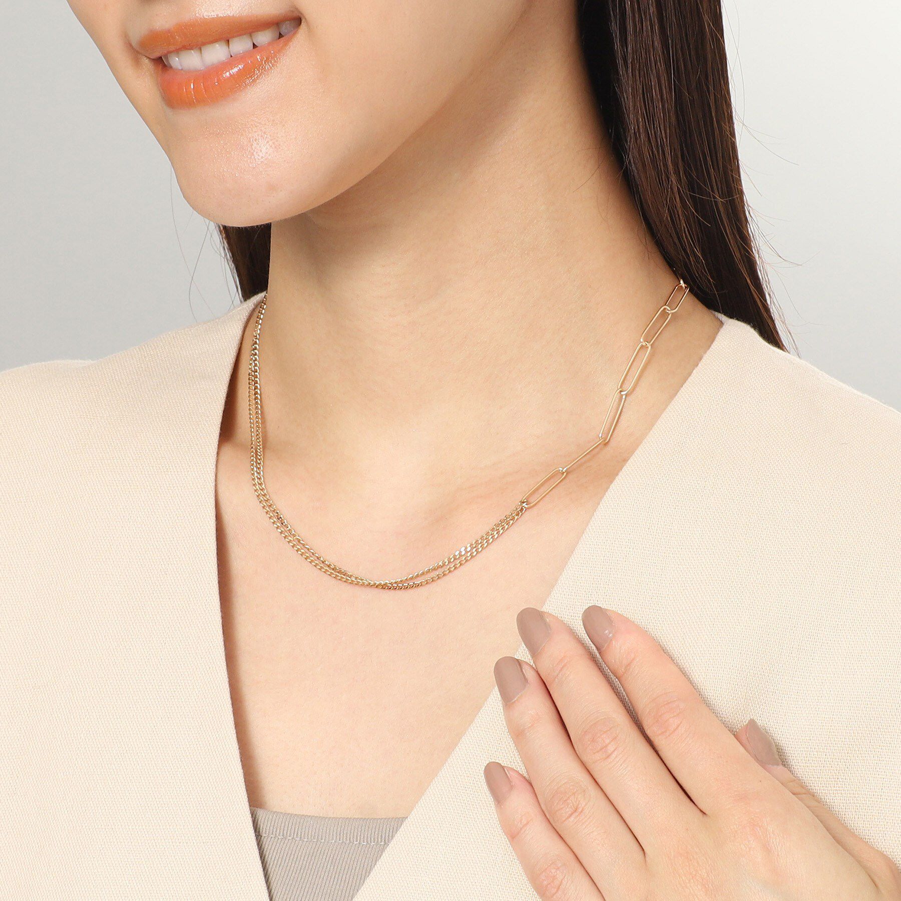 COCOSHNIK「K10PCロング・キヘイミックスチェーン ネックレス」|ネックレス|