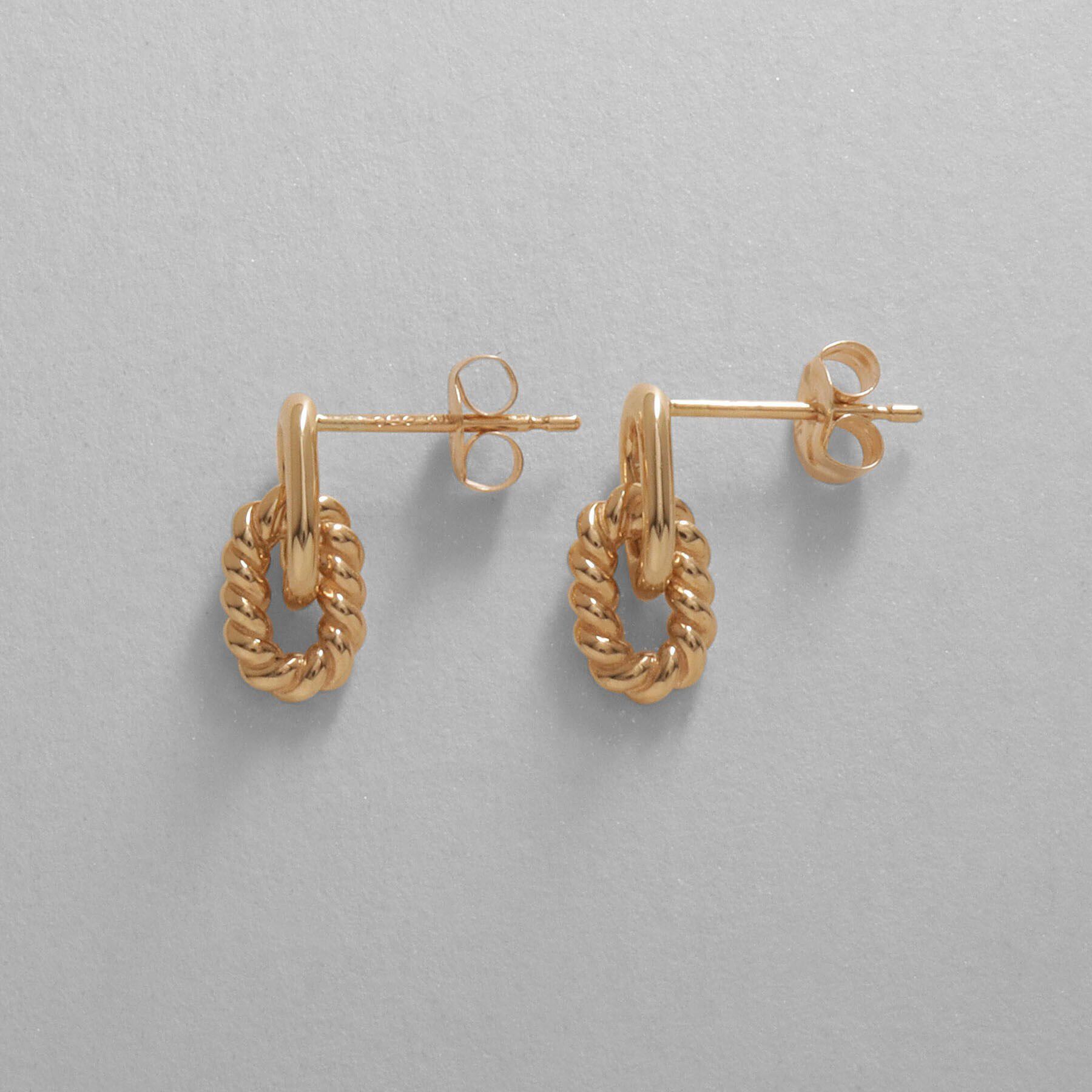 COCOSHNIK「K10縄目リンク スタッドピアス」|ピアス|