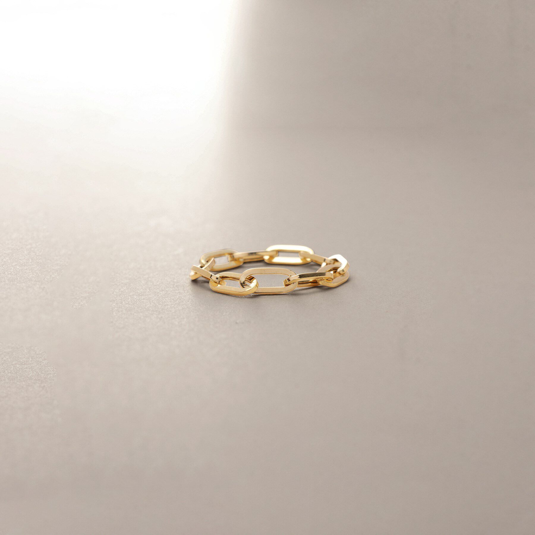 COCOSHNIK「K18中空プリムケーブルチェーン リングL」|リング|