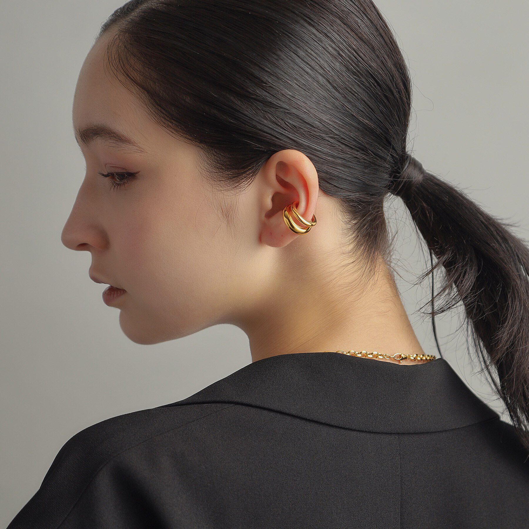 COCOSHNIK ONKITSCH「シルバー ダブルプランプ イヤーカフ GP」|イヤリング|