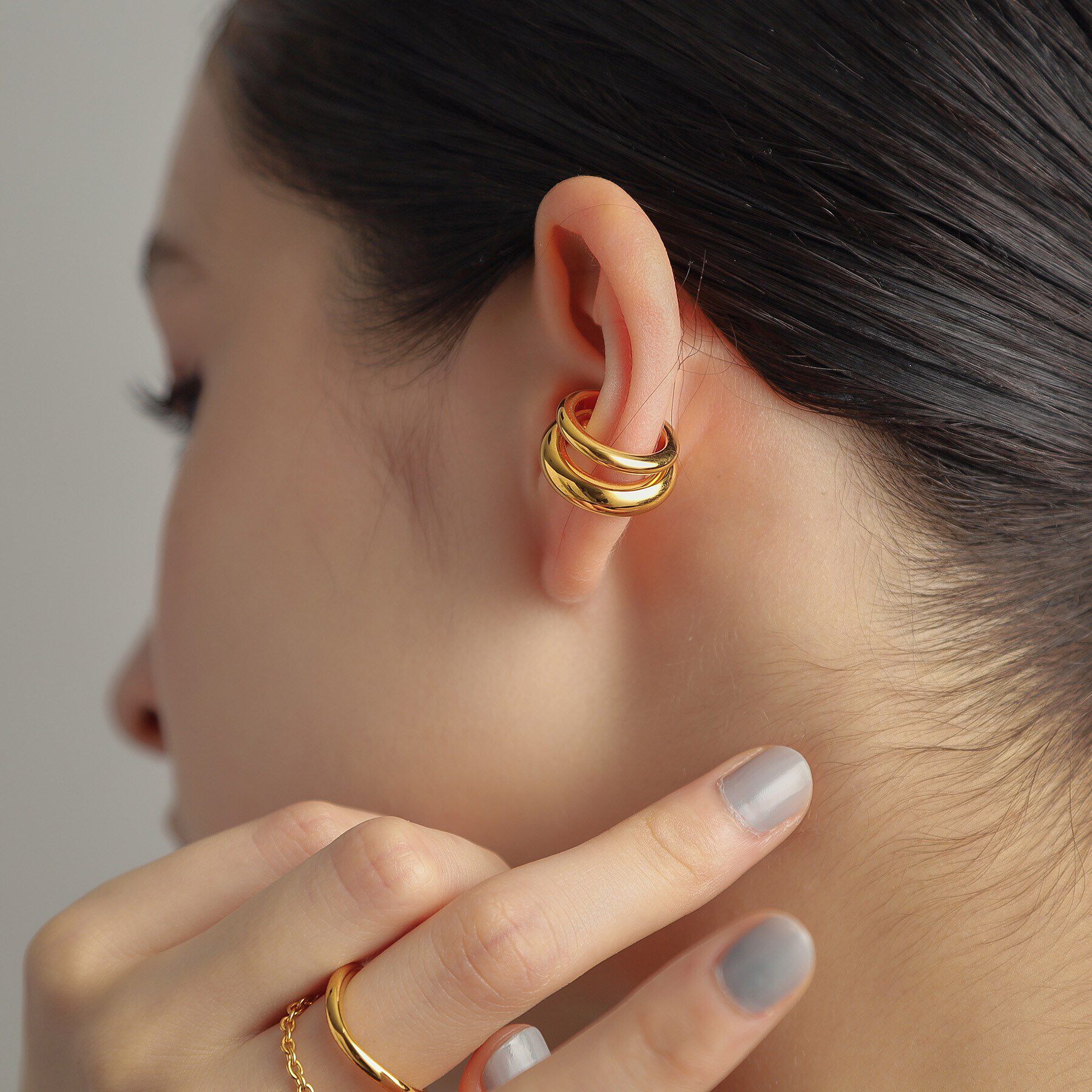 COCOSHNIK ONKITSCH「シルバー ダブルプランプ イヤーカフ GP」|イヤリング|