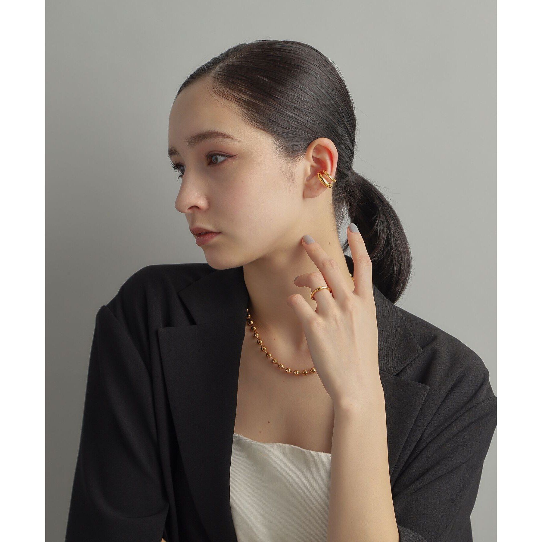 COCOSHNIK ONKITSCH「シルバー ダブルプランプ イヤーカフ GP」|イヤリング|