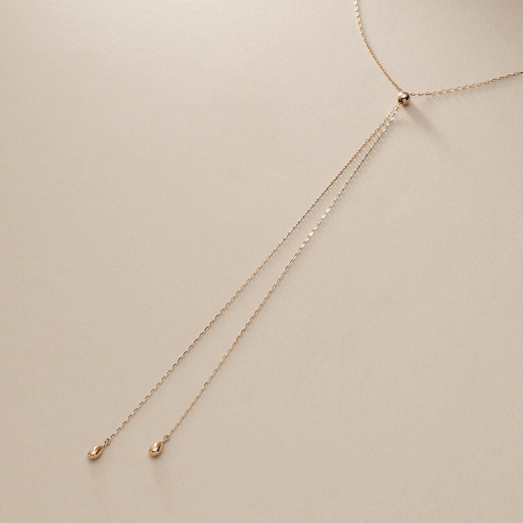 COCOSHNIK「K10中空ペアシェイプラリエット ネックレス」|ネックレス|