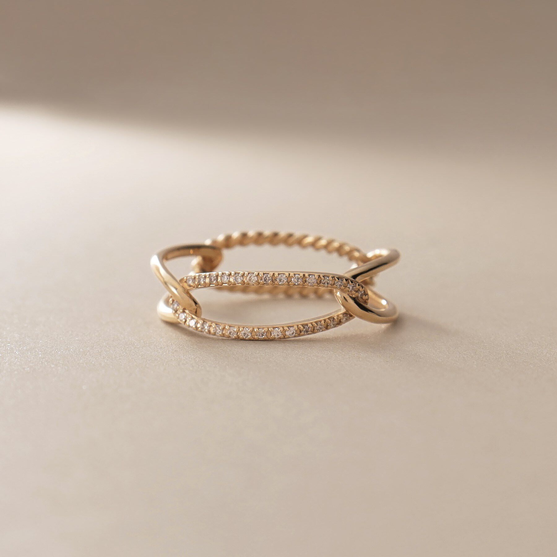 COCOSHNIK「K10ダイヤモンド ロープPCチェーン リング大（16号）」|リング|