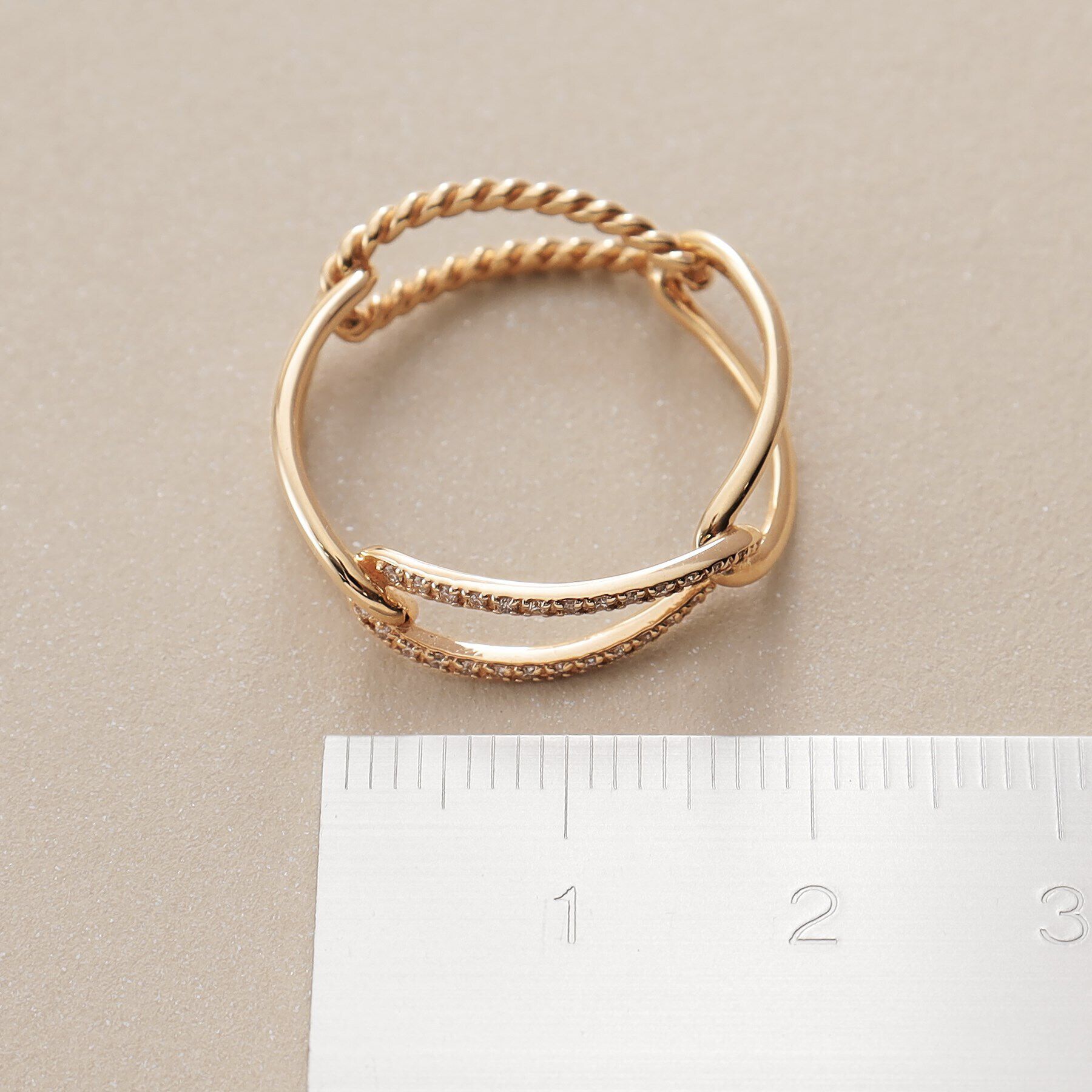 COCOSHNIK「K10ダイヤモンド ロープPCチェーン リング大（16号）」|リング|