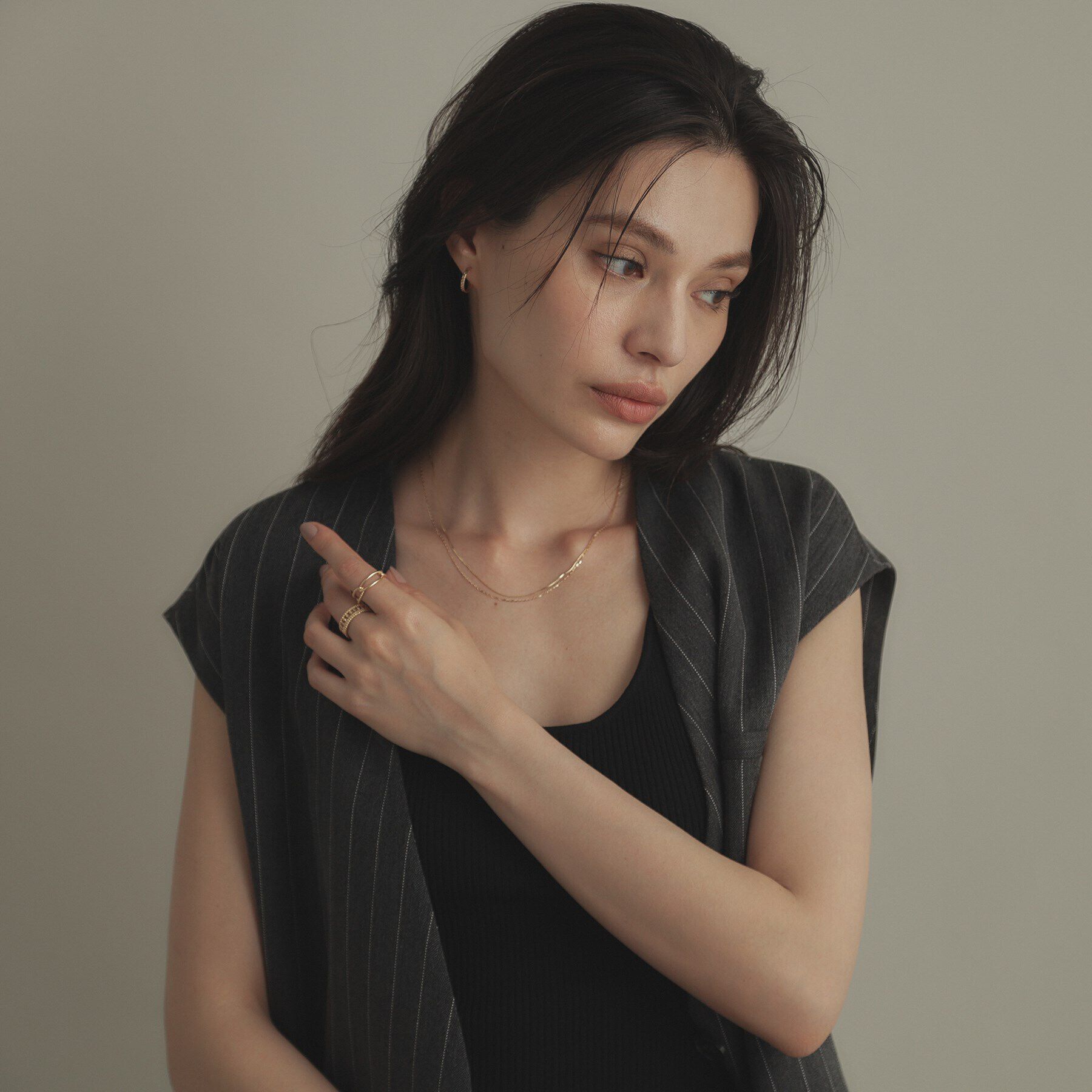 COCOSHNIK「K10ダイヤモンド ロープPCチェーン リング大（16号）」|リング|