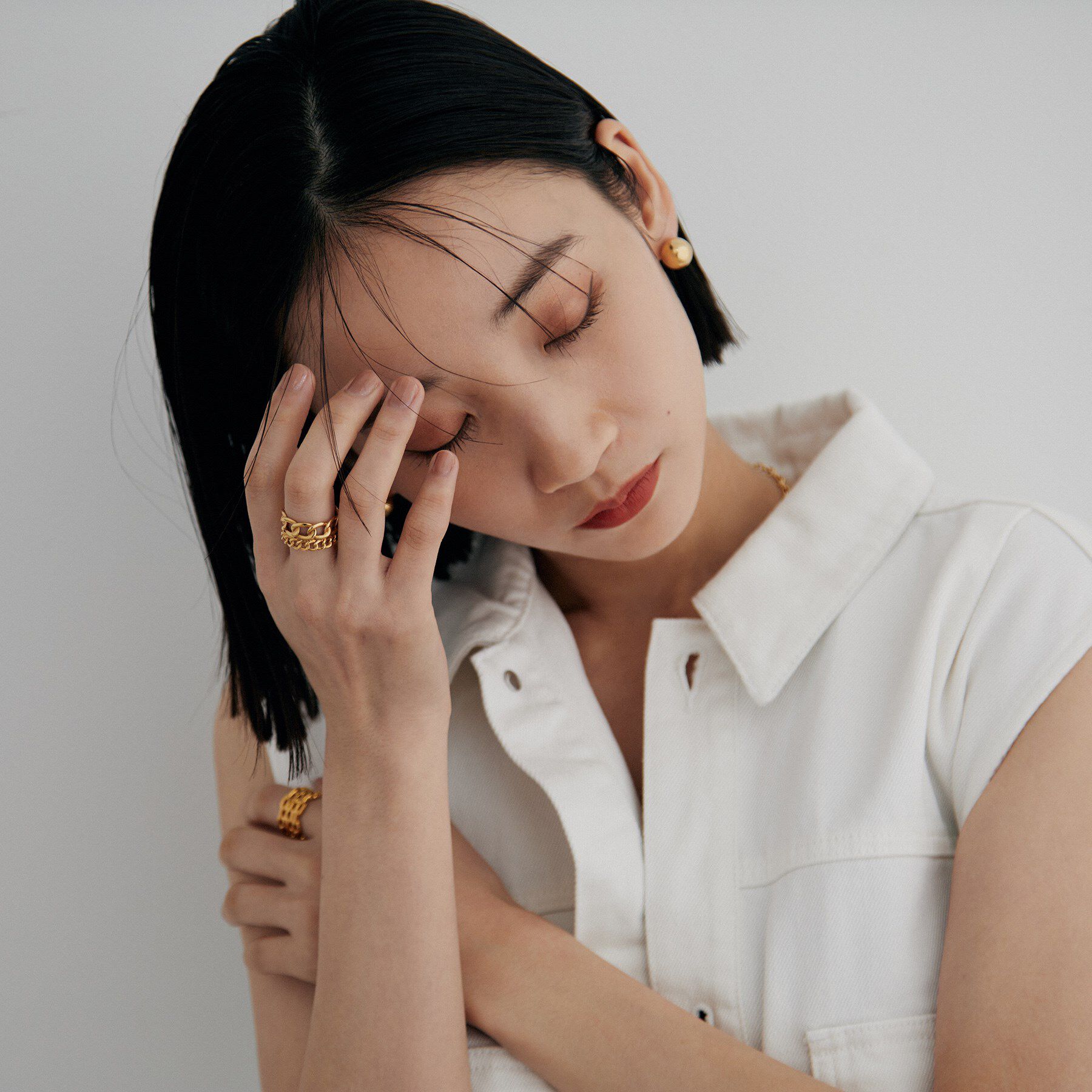 COCOSHNIK ONKITSCH「シルバー ダブルカーブチェーンモチーフリング GP」|リング|