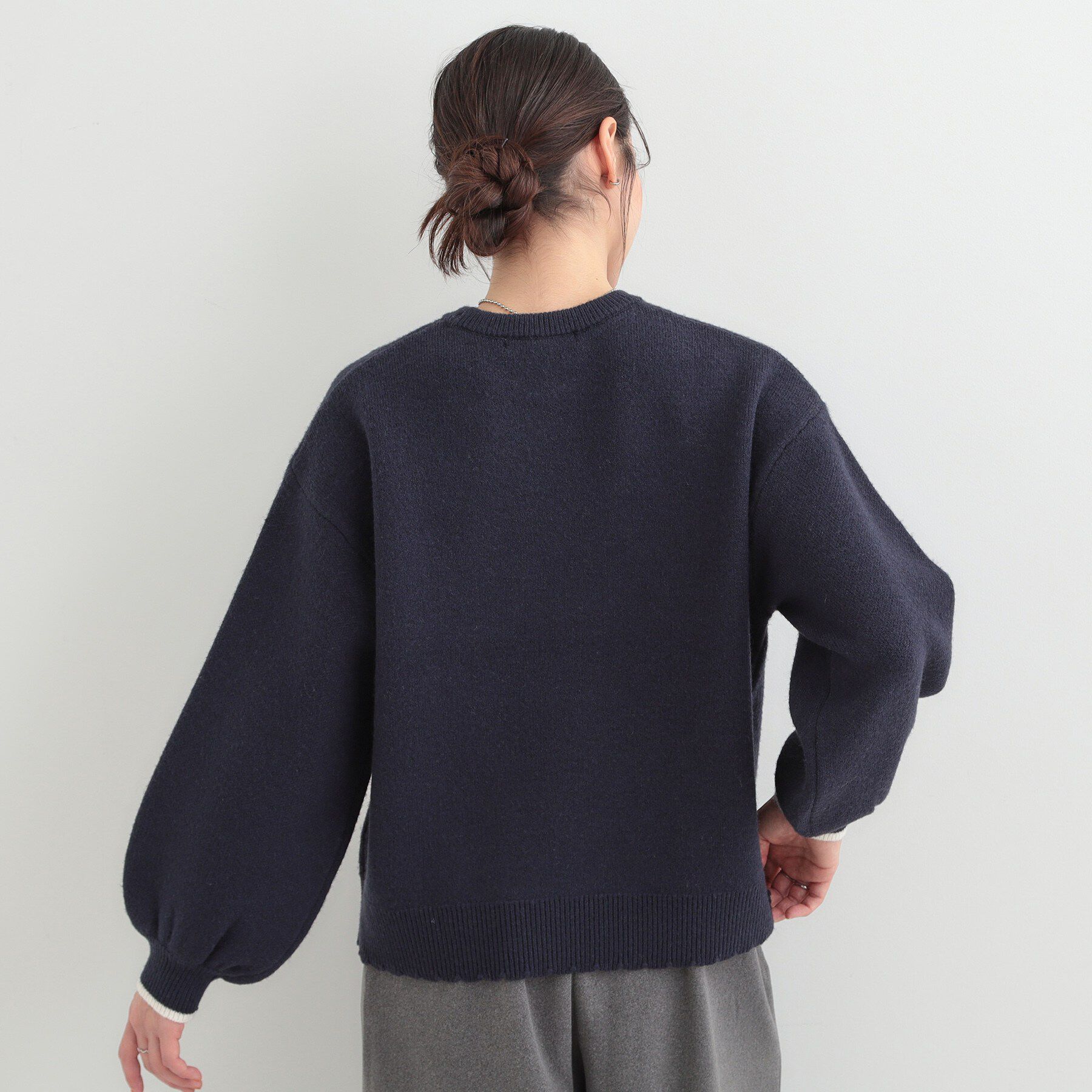 SHOO･LA･RUE「【S-LL】裾スカラップ配色コード刺繍ロゴニット」|ニット・セーター|