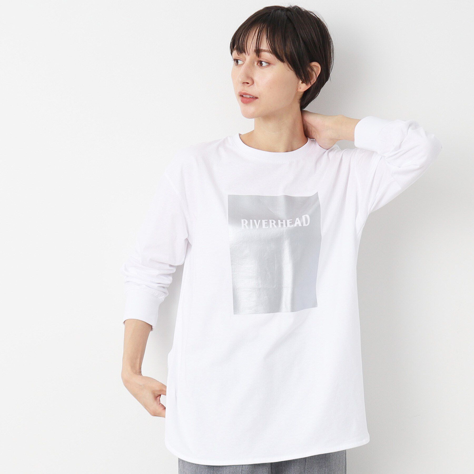 Dessin「【洗える】シルバープリントロンT」|Tシャツ・カットソー|ホワイト(002)