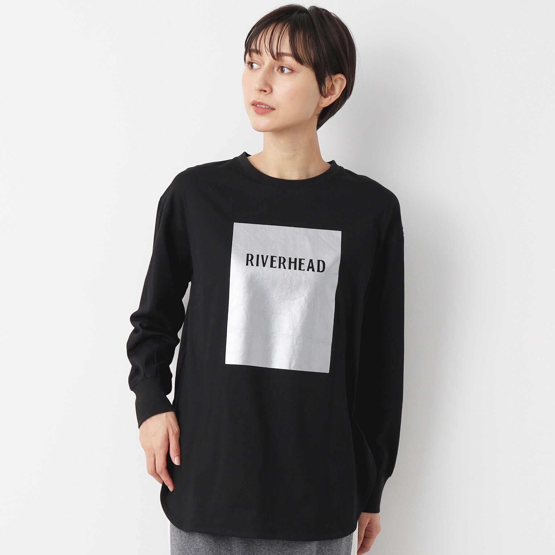 Dessin「【洗える】シルバープリントロンT」|Tシャツ・カットソー|ブラック(019)