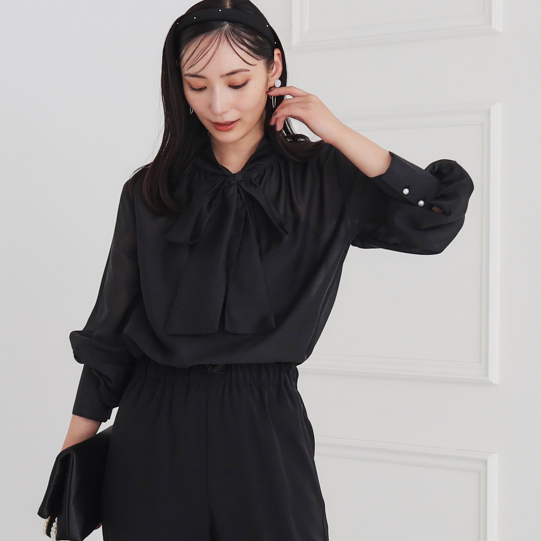 SunaUna「【シアー／着回し】ボウタイブラウス」|シャツ・ブラウス|