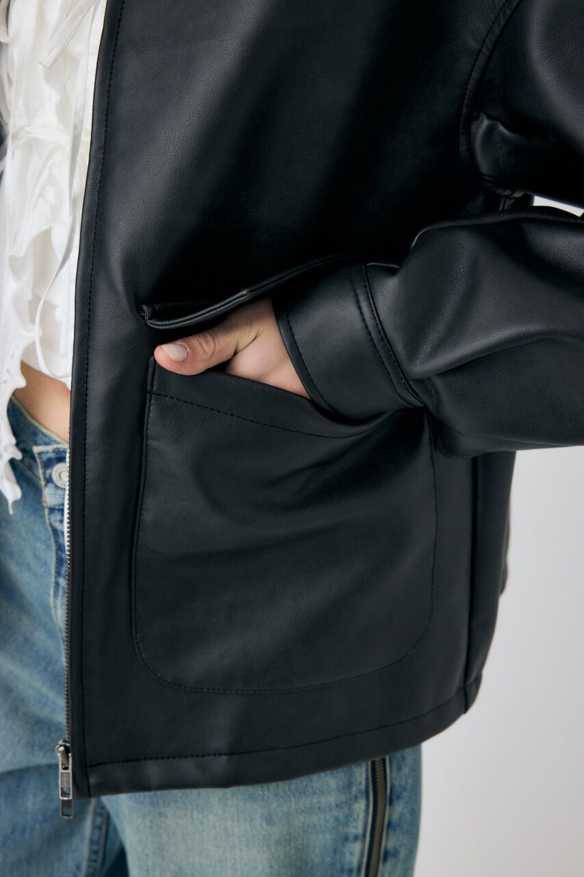 MOUSSY「FAUX LEATHER OVER ジャケット」|ブルゾン・スタジャン|