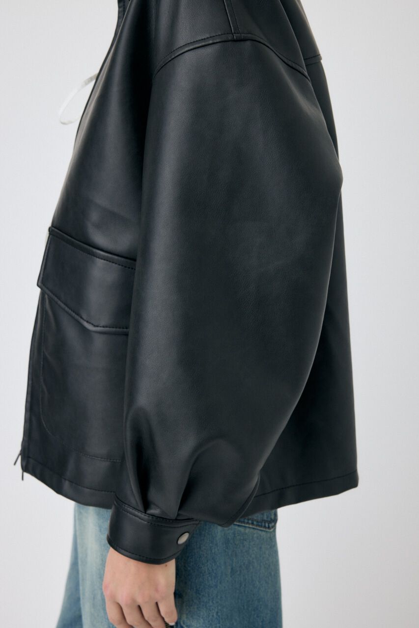 MOUSSY「FAUX LEATHER OVER ジャケット」|ブルゾン・スタジャン|